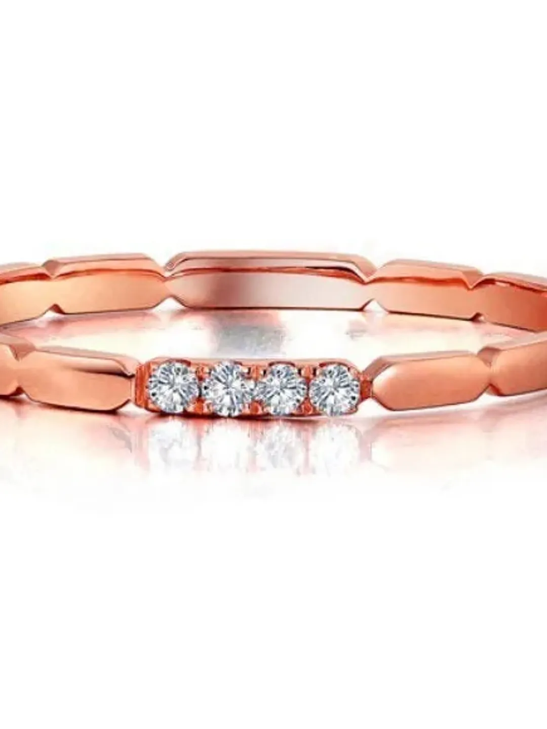 Solid 14K Rose Gold Fashion Ring / Diamond Ring / Wedding Band