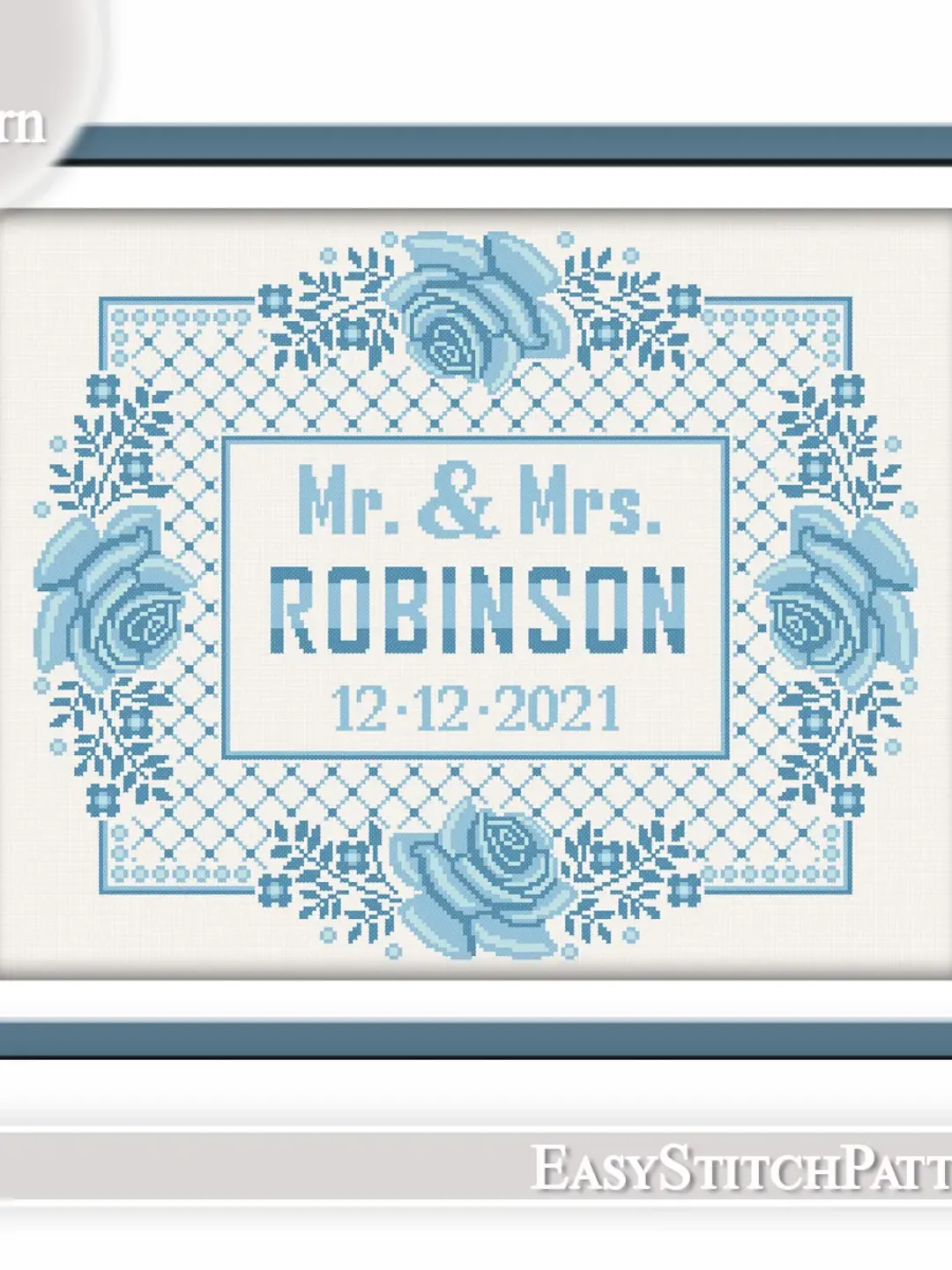Wedding cross stitch pattern. DIY. Border cross stitch. Anniversary cross stitch.