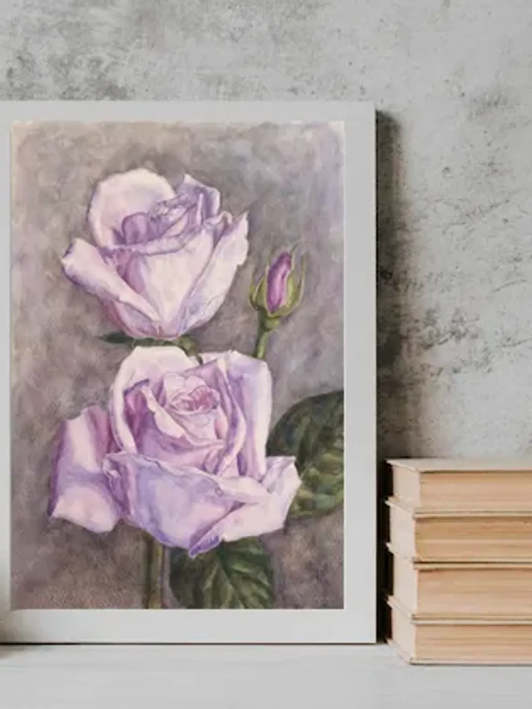 "Rose in cold tones" Flower Original Wall Art Painting Watercolor Artwork picture artwork floral