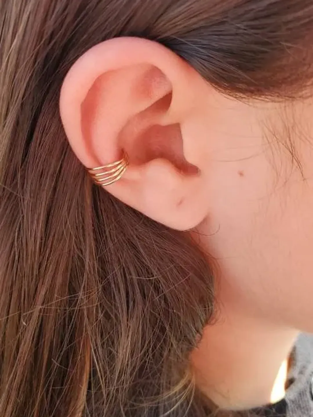 Gold Ear Cuff, 14k Gold Ear Cuff, Gold Ear Wrap, Cartilage earring, swirl earring, small earring, gold earring