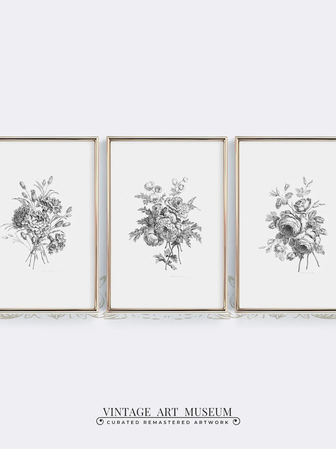 3 Piece Wall Art Botanical Sketches, Vintage Set Prints, Large Neutral Printable Primitive Decor, Digital Downloadable | 325 S3