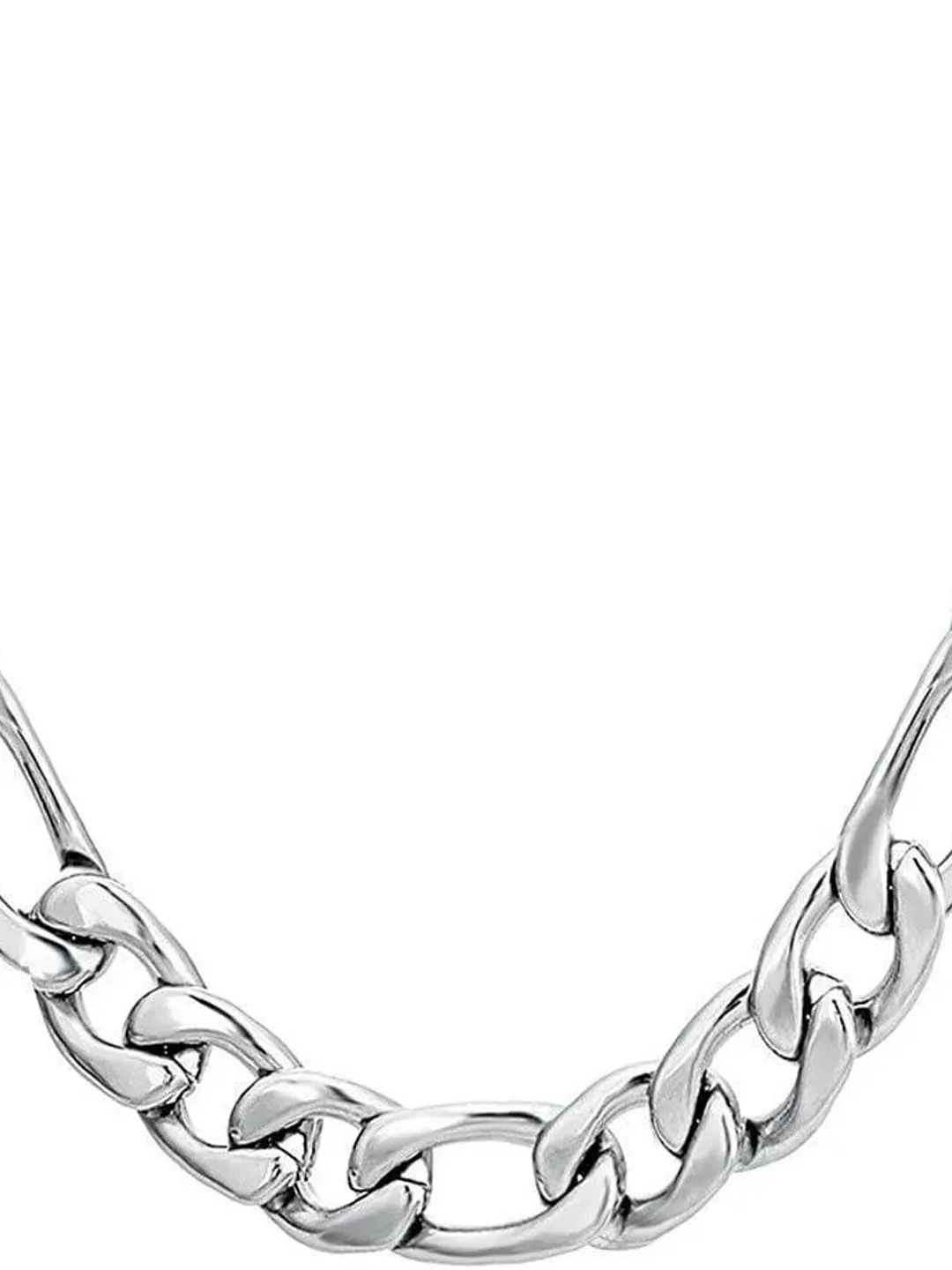 9mm Figaro Mens Necklace Silver Chain Flat Figaro Stainless Steel Jewelry Neck Link Chains for Men Man Boys Male Heavy Military - 20 22 24