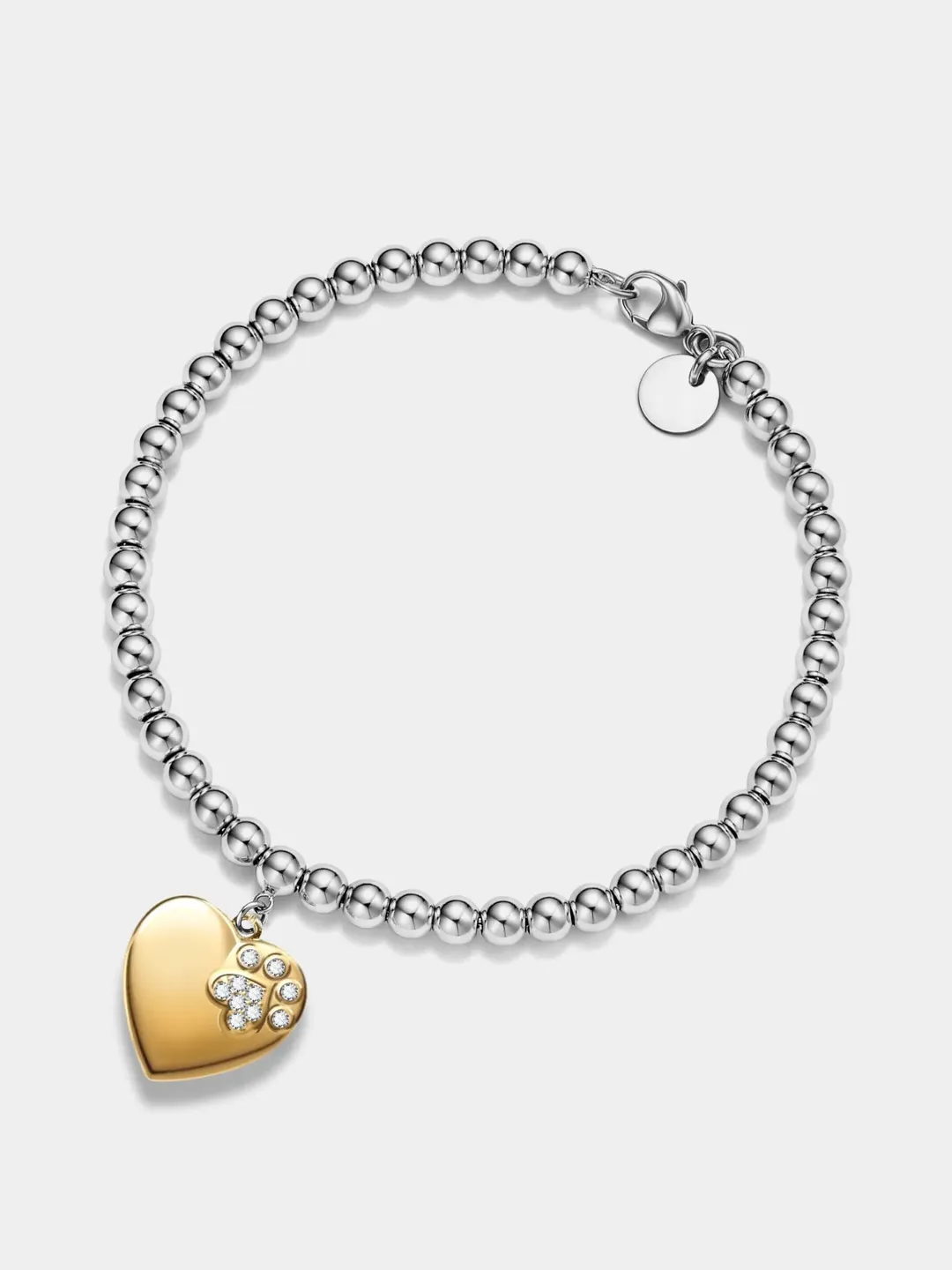 PERIMADE Heart Paw Photo Locket Bracelet • Personalized Picture Bead Bracelet • Sterling Silver Keepsake Jewelry • Trendy Best Friend Gift