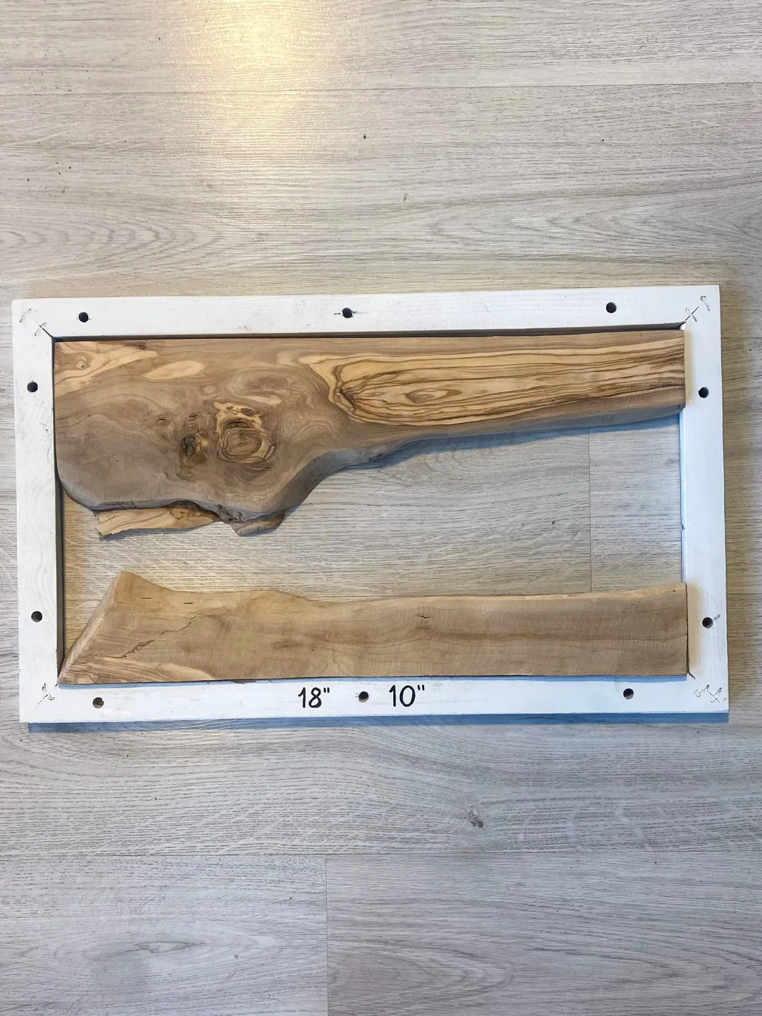Live Edge Wood Slab, 18" Olive Wood Slab, Epoxy Resin Wood, Raw Wood