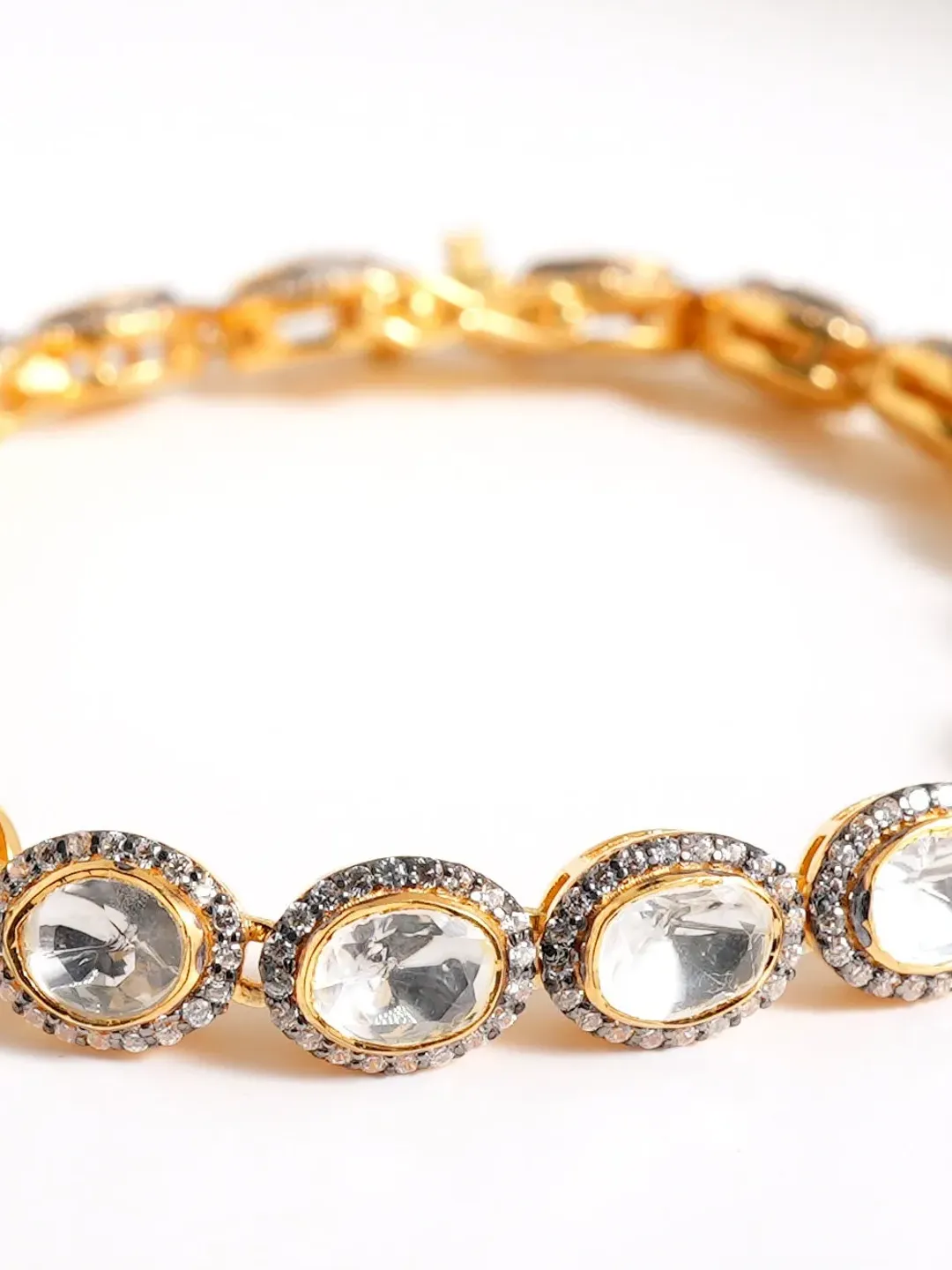 Polki Moissanite Bracelet, Pave Moissanite Bracelet, Polki Jewelry, Bangle Bracelet, Bridal Jewelry, 925 Sterling Silver Bracelet