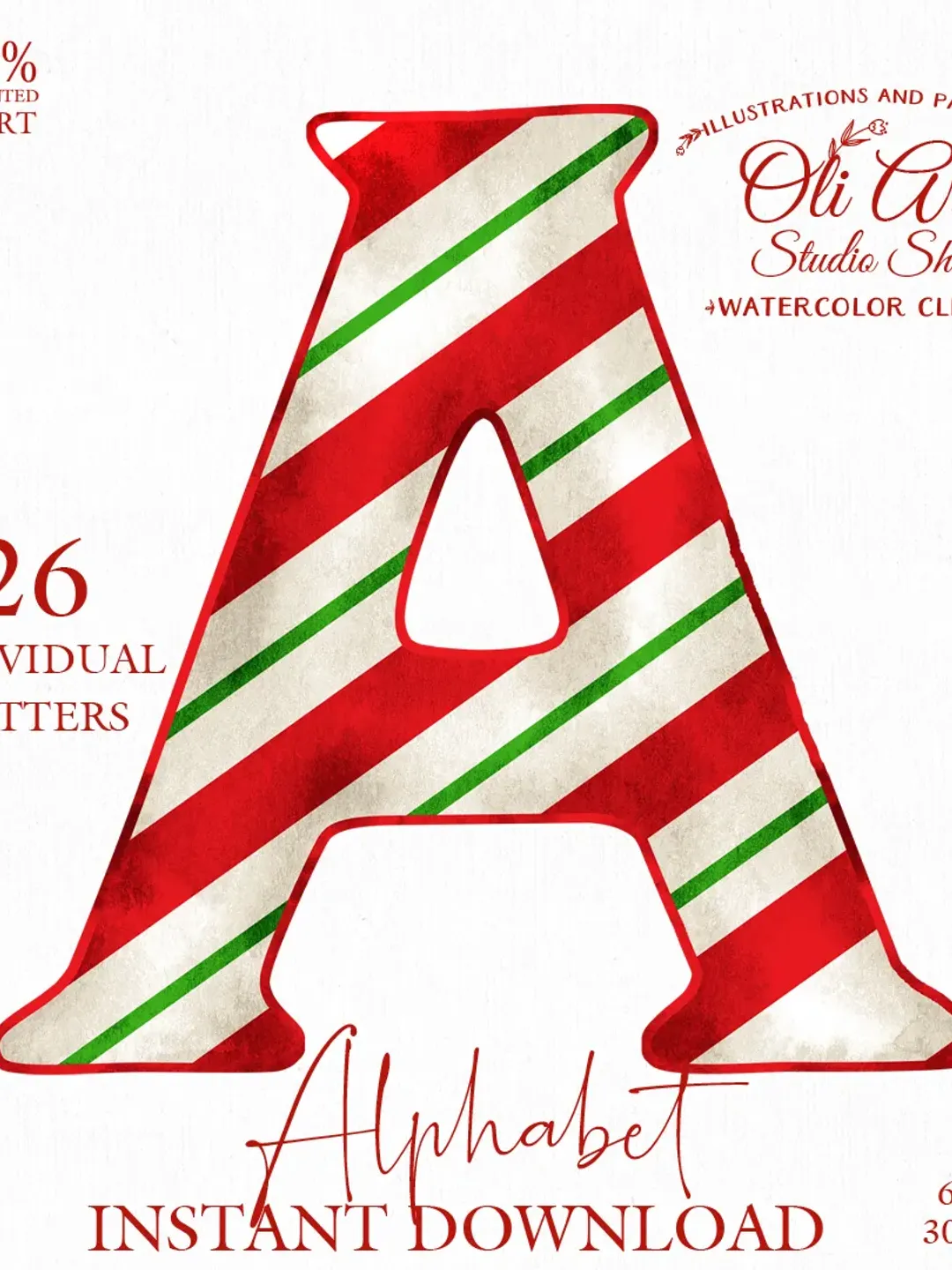 Christmas clipart. Font clipart. Alphabet Png. Design Digital Download. OliArtStudioShop