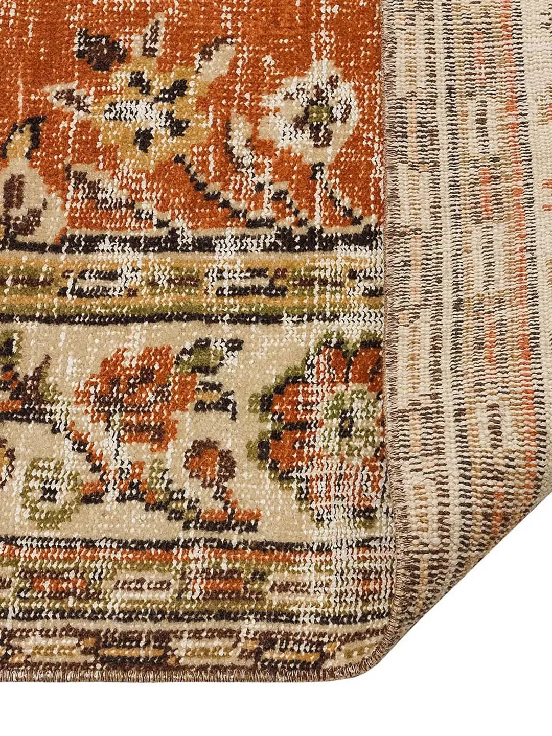 Vintage Turkish Orange Rug - Hand-Woven Distinctive - 5.9ft x 9.7ft ...