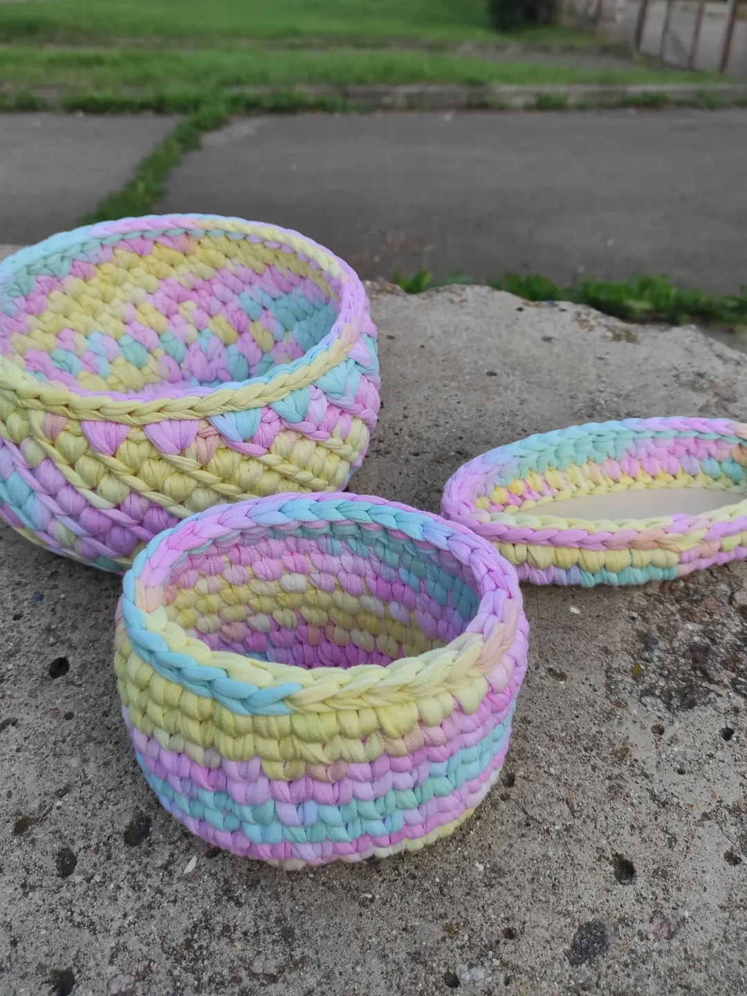 Set of baskets for the interior, holder for glasses, basket for the bathroom, crochet basket