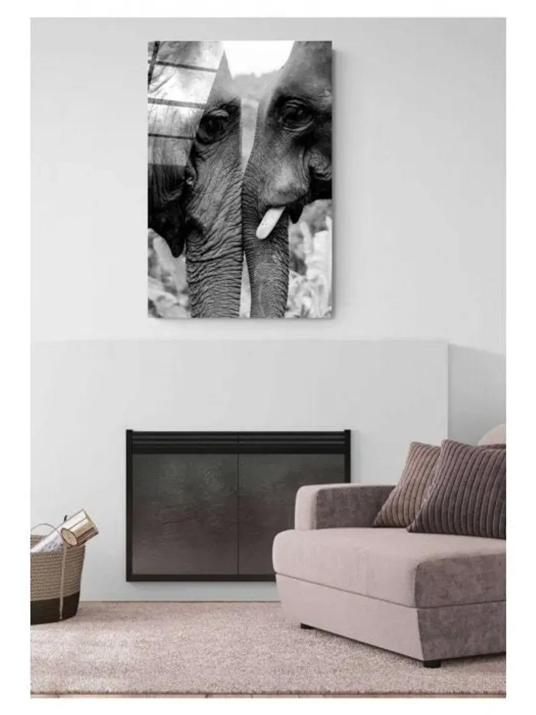 Digi-art elephant Tempered Glass Printing Wall Art , Natural And Vivid Wall Decor , Modern Wall Art, Extra Large Wall Art