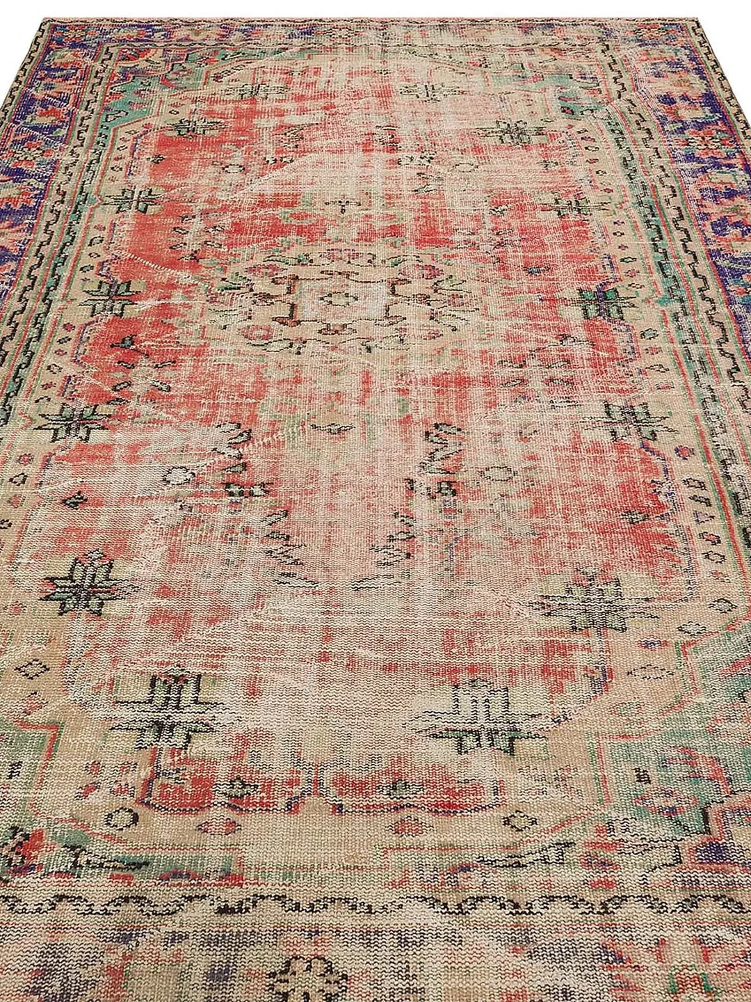 Faded Fire Rug: Distressed Red Turkish Rug, 6.20 x 9.44 ft - Perfect Boho Chic Decor for Home & Office!