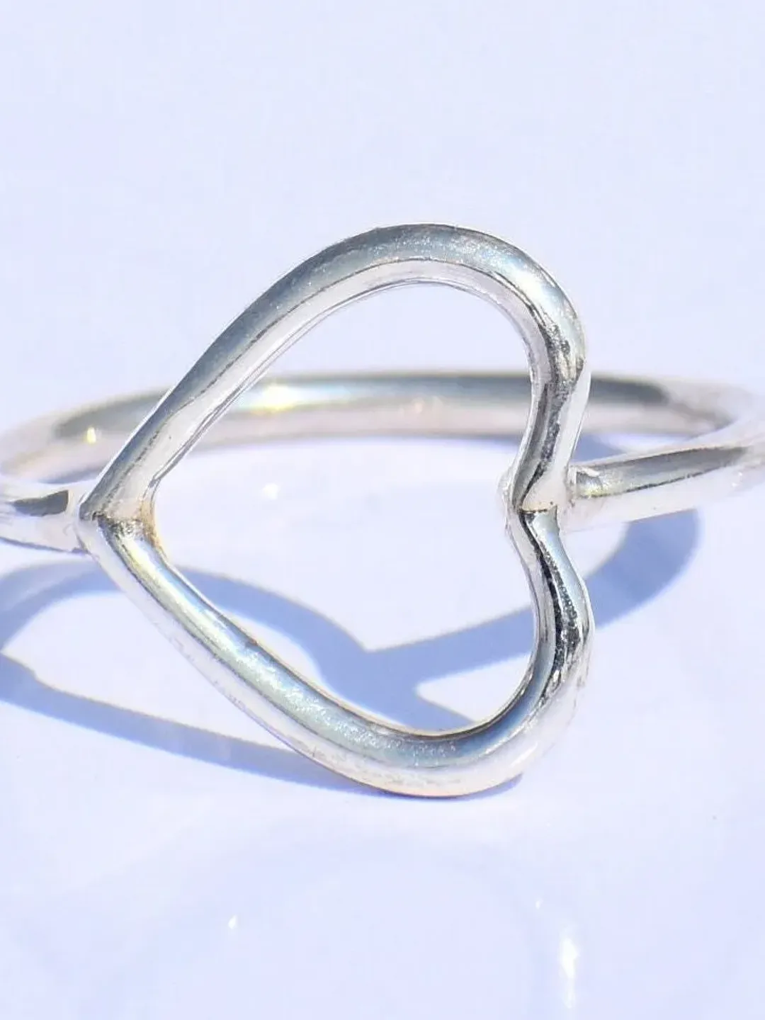 Minimalist Heart Ring, Hollow Heart, 925 Sterling Silver Ring, Midi Ring, Statement Jewelry, Wedding Jewelry, Gift For Women, Lovers Jewelry