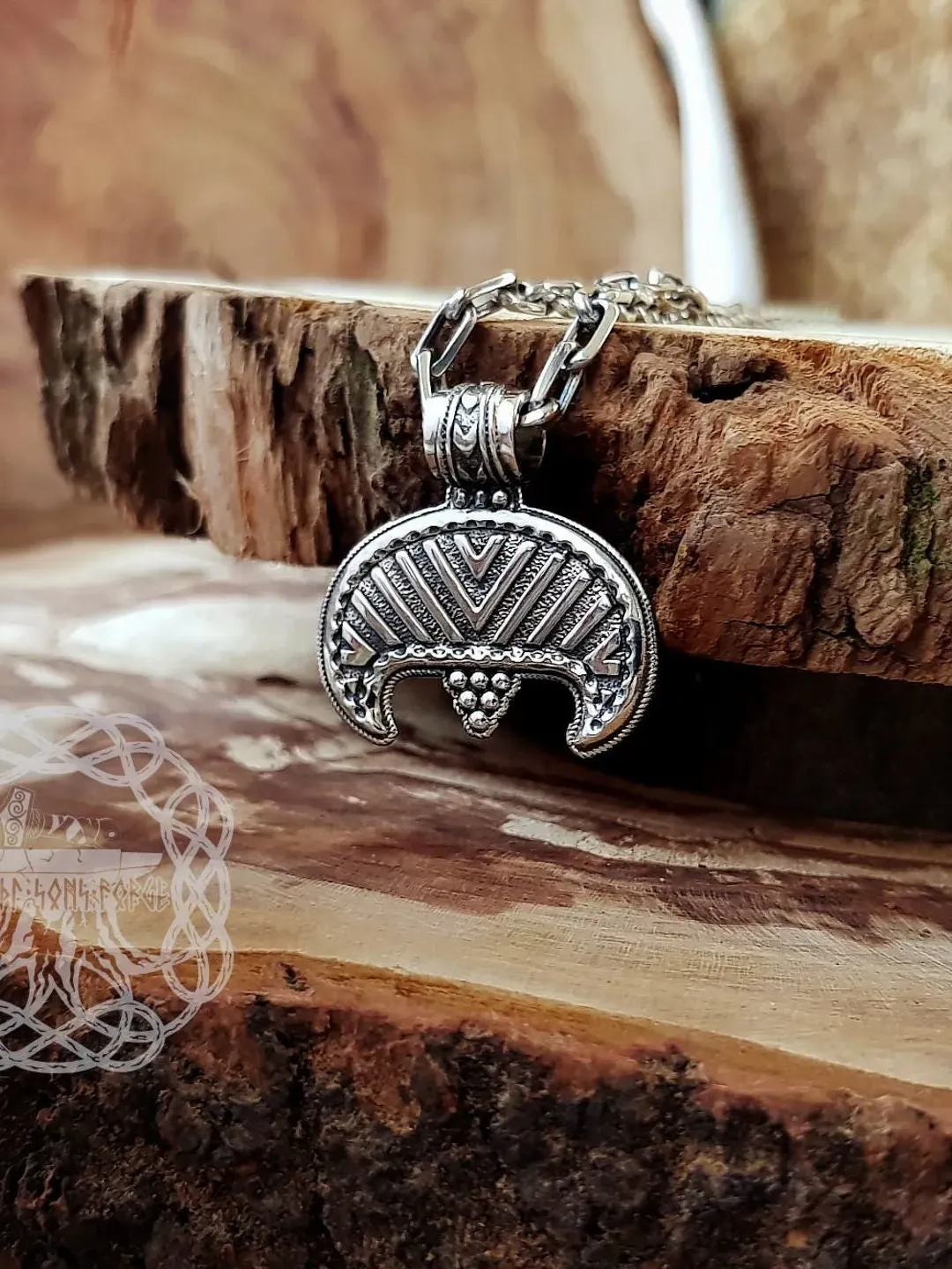 Viking Lunula Pendant, Sterling Silver Lunula Necklace, Viking Pendant, Viking Jewelry For Women, Viking Women