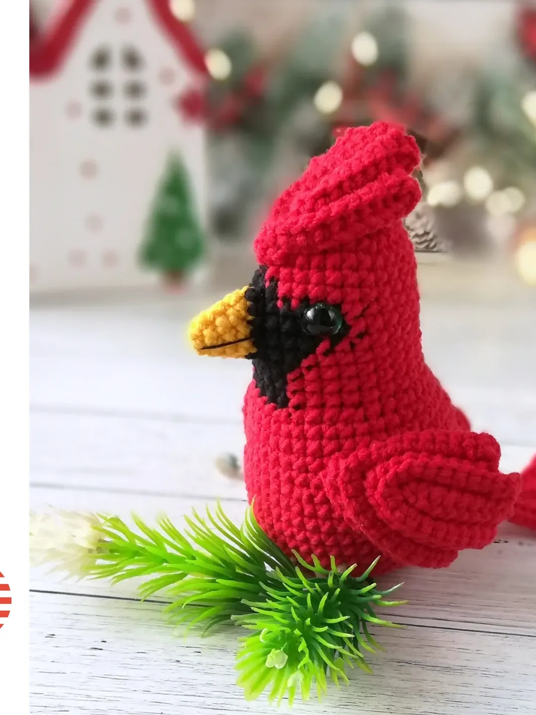 Crochet Red cardinal ornament, amigurumi male and female bird pattern, PDF pattern by CrochetToysForKids
