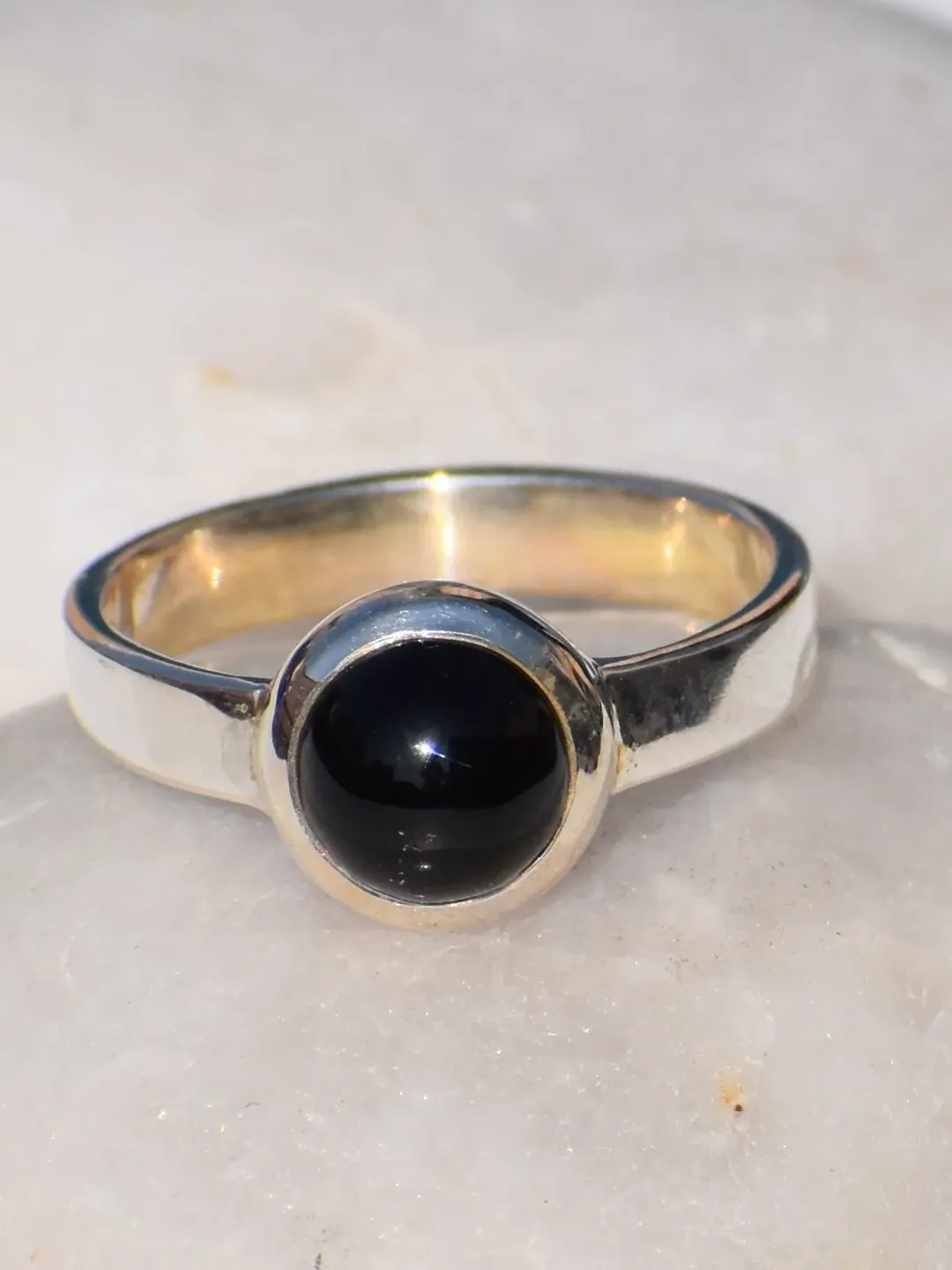 Black Onyx Ring, Round Stone Ring, 925 Sterling Silver Ring, Black Stone Ring, Healing Ring, Zodiac Ring, Women Accessory, Minimalist Ring