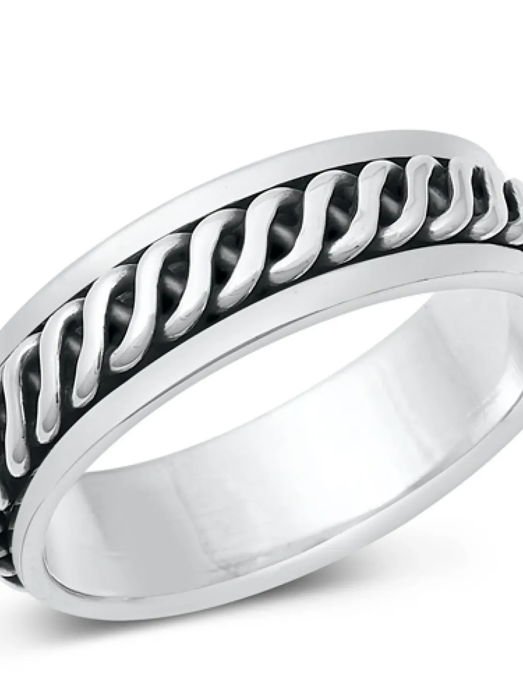 Ring for Men, Silver Ring for Men, Sterling Silver Spinner Men's Ring, Band, Chain Ring, Boyfriend ring, Men's Jewelry Size 6 to 12 #Fidget