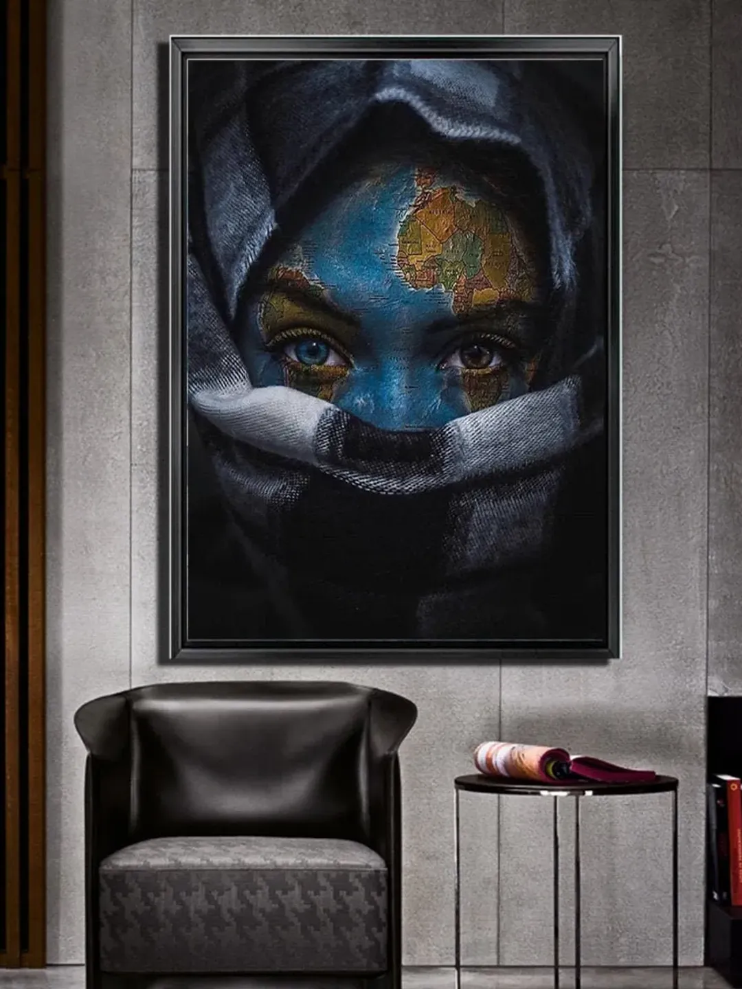 World map Print on Canvas , Floating Frame Option, Modern Wall Art, Extra Large Canvas Wall Art