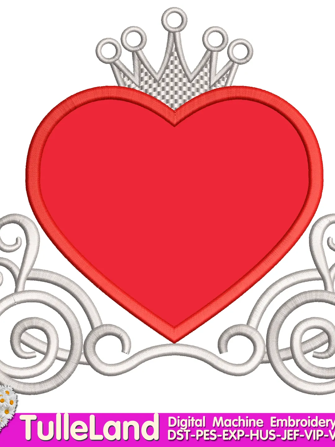 Valentine Heart Carriage Valentines Day Design applique for Machine Embroidery