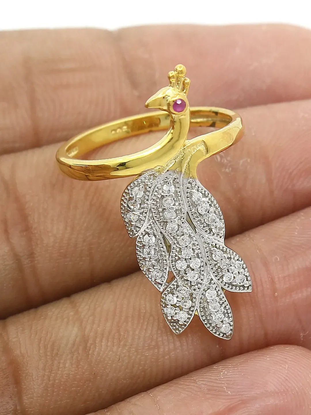 Antique Peacock Ring, Pave CZ Ring, Women Engagement Ring, Bridal Ring, Sterling Silver Ring, Cubic Zirconia Ring, Peacock Jewelry