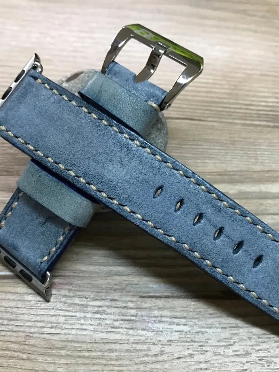 Apple iWatch Band Series 7 45mm, 41mm, Fog Waxed Blue Smartwatch Band, Valentines Day Handmade Gift Ideas, Apple Watch Series 6 44mm 40mm