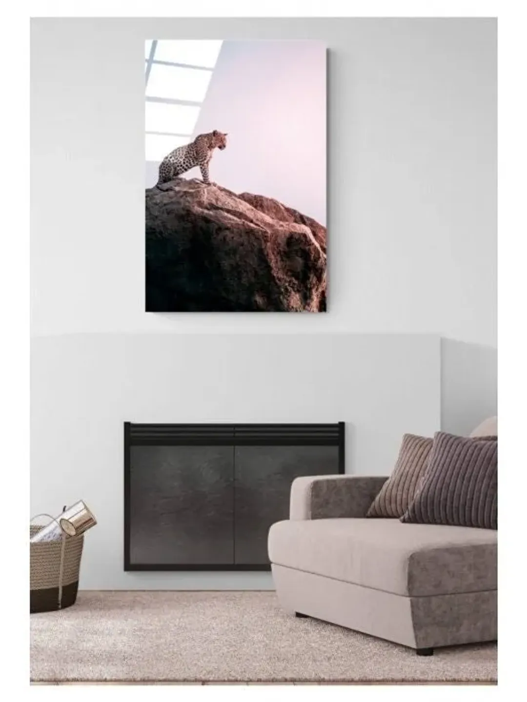 Leopar Tempered Glass Printing Wall Art , Natural And Vivid Wall Decor , Modern  Wall Art, Extra Large Wall Art, image size:1080x1440