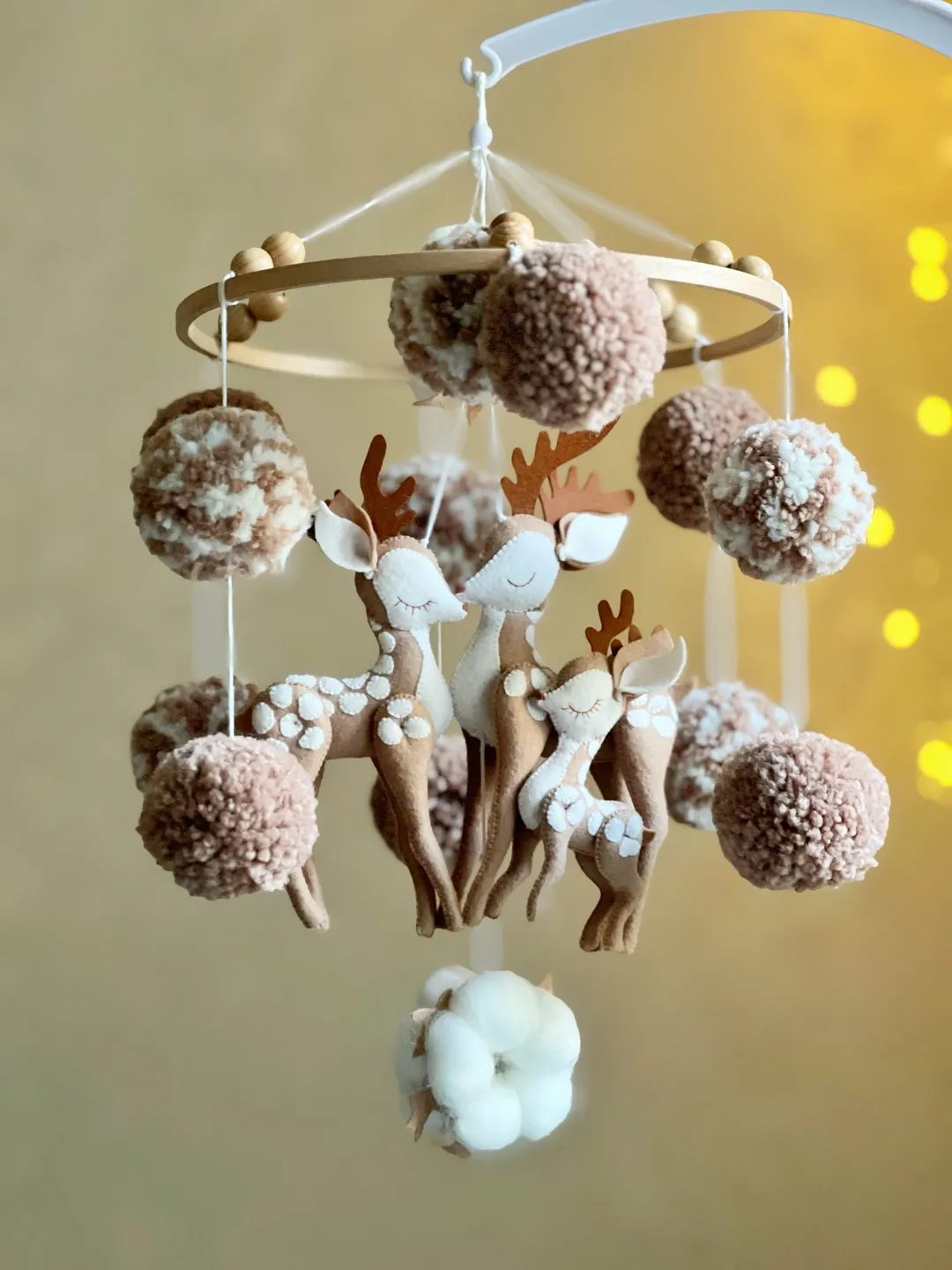 Woodland mobile crib Felt musical mobile bed Baby boy mobile Baby girl mobile Nursery decor Nursery mobile bebe