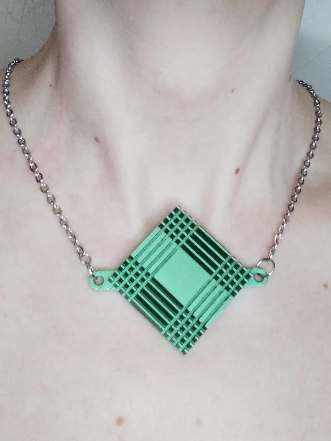 Neon green cyberpunk necklace unisex. OOAK sci-fi necklace recycled. Futuristic necklace for men. Tech nerd gift