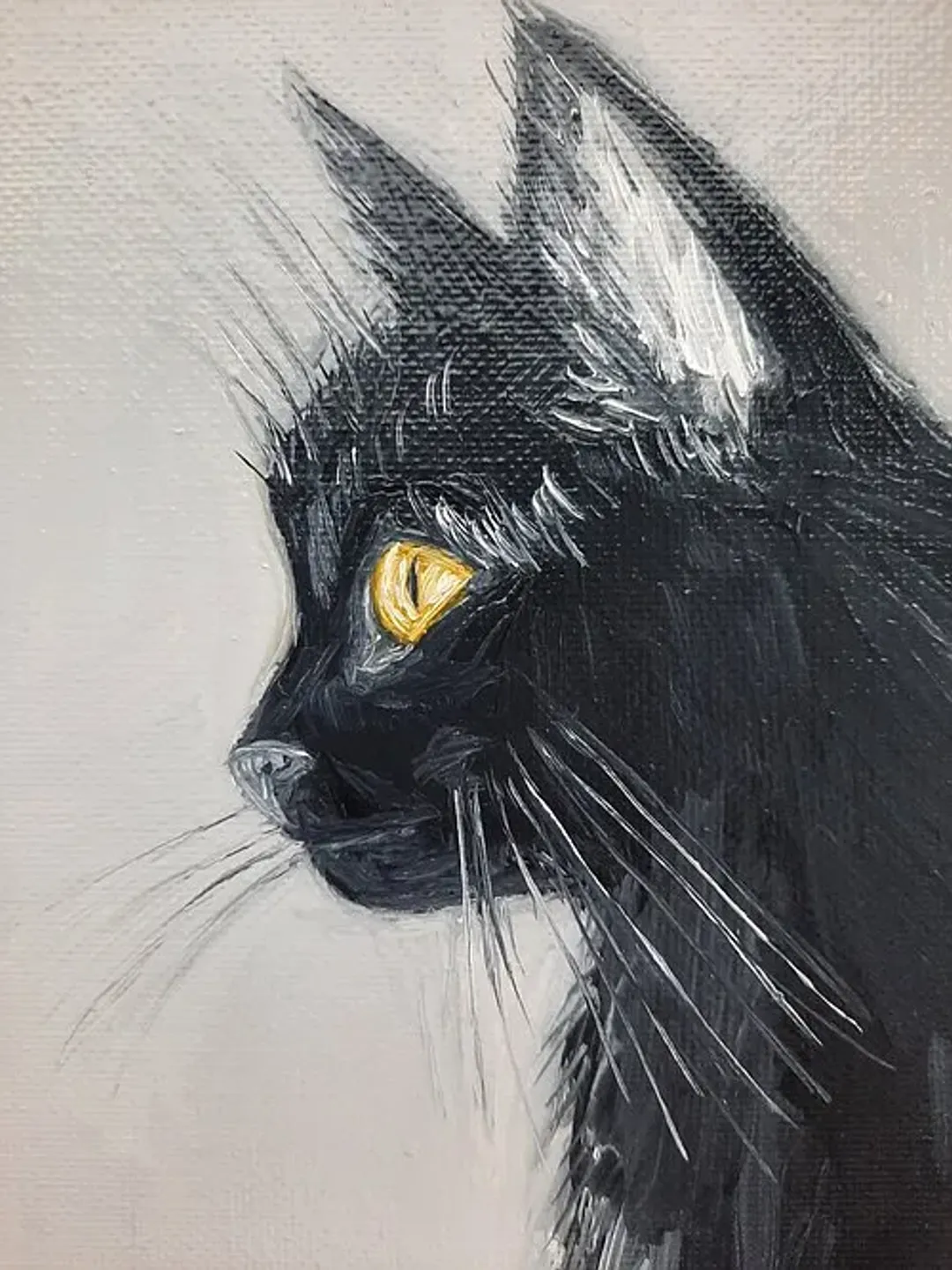 Black cat oil painting Pet portrait oil painting Cat original painting