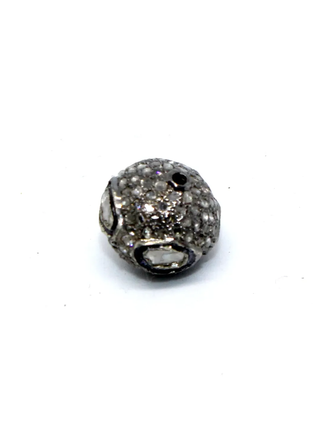 Pave Diamond/CZ/Moissanite Beads, Pave Beads, Round Beads, Sterling Silver Beads, Oxidized Spacer Beads, Jewelry Beads, Victorian Beads