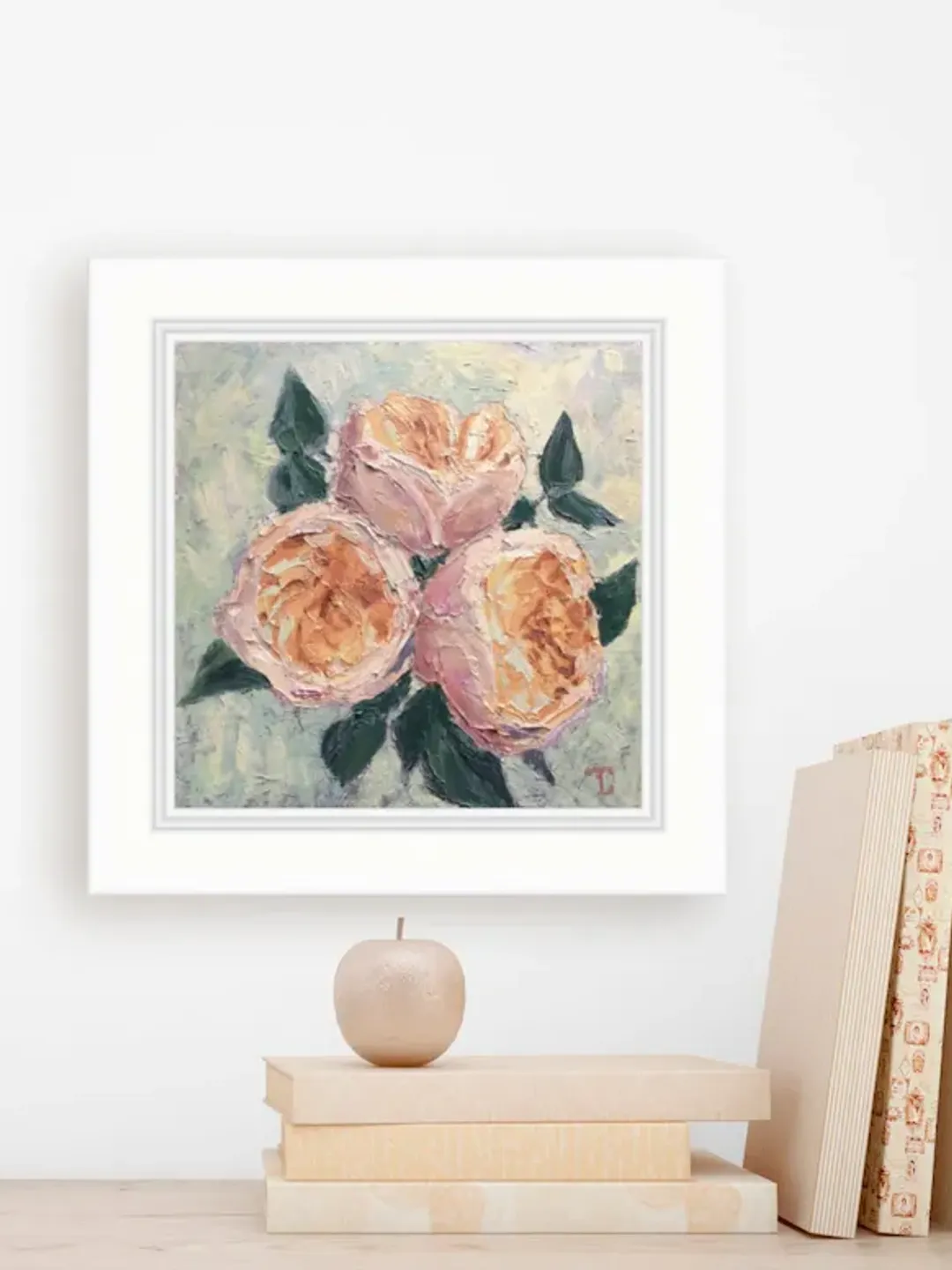 "Roses" oil small impasto painting flower stilllife original wall art ...