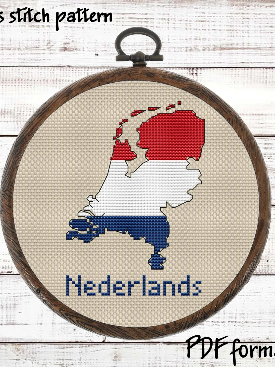 Nederlands map Cross Stitch pattern modern, Netherlands Flag Xstitch chart, Easy Cross Stitch Pattern PDF
