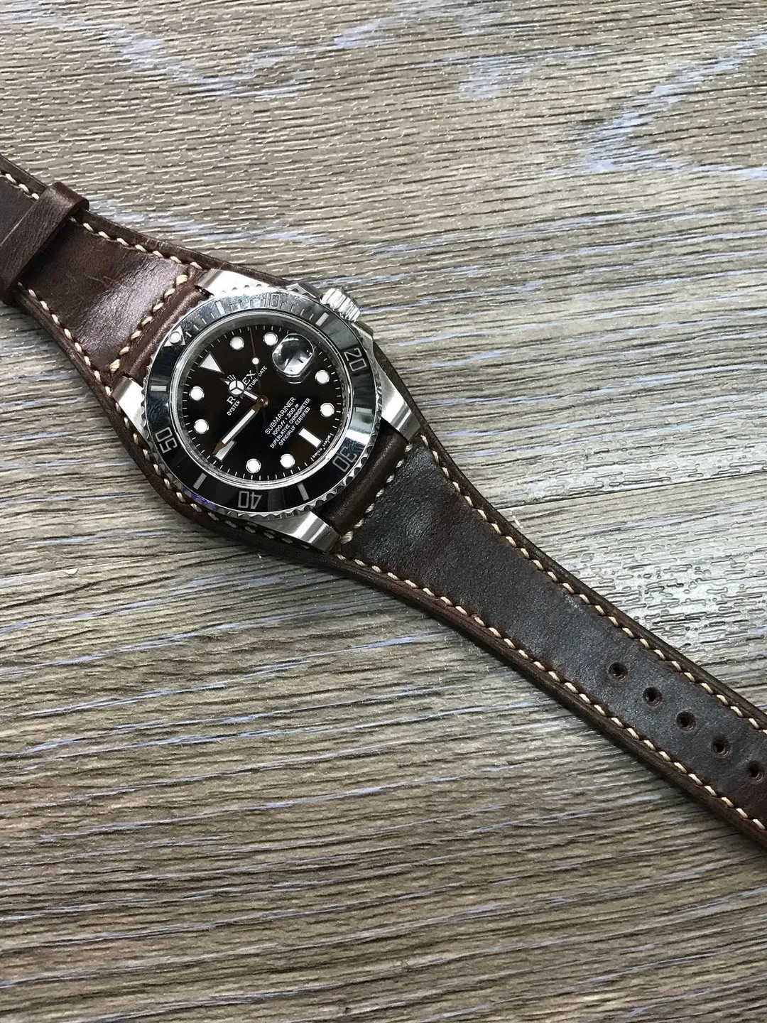 Leather watch band, 20mm watch band, Leather Watch Strap, Brown Watch Band, Full Bund Strap, cuff watch band, watch band, Free Shipping