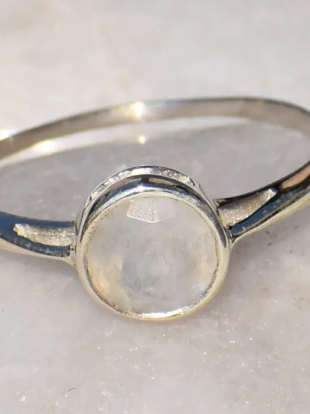 Moonstone Ring, Sterling Silver Ring, Round Gemstone, Birthstone Ring, Statement Ring, Promise Ring, Charm Ring, Bohemian Ring, Gift For Her