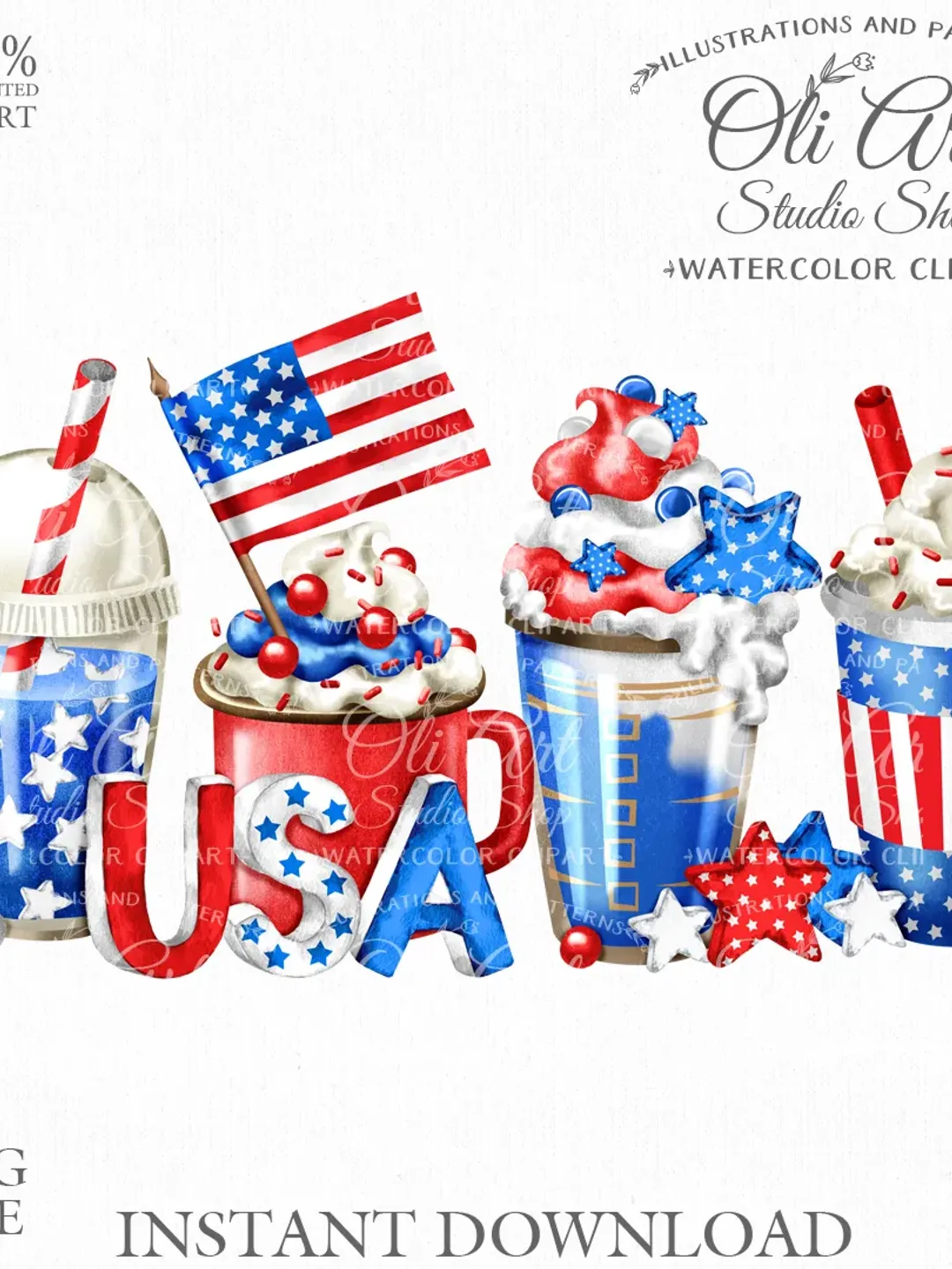 4th Of July Day. Spice Latte. Coffee PNG. Drinks. Spring Digital File. Digital Download. OliArtStudioShop