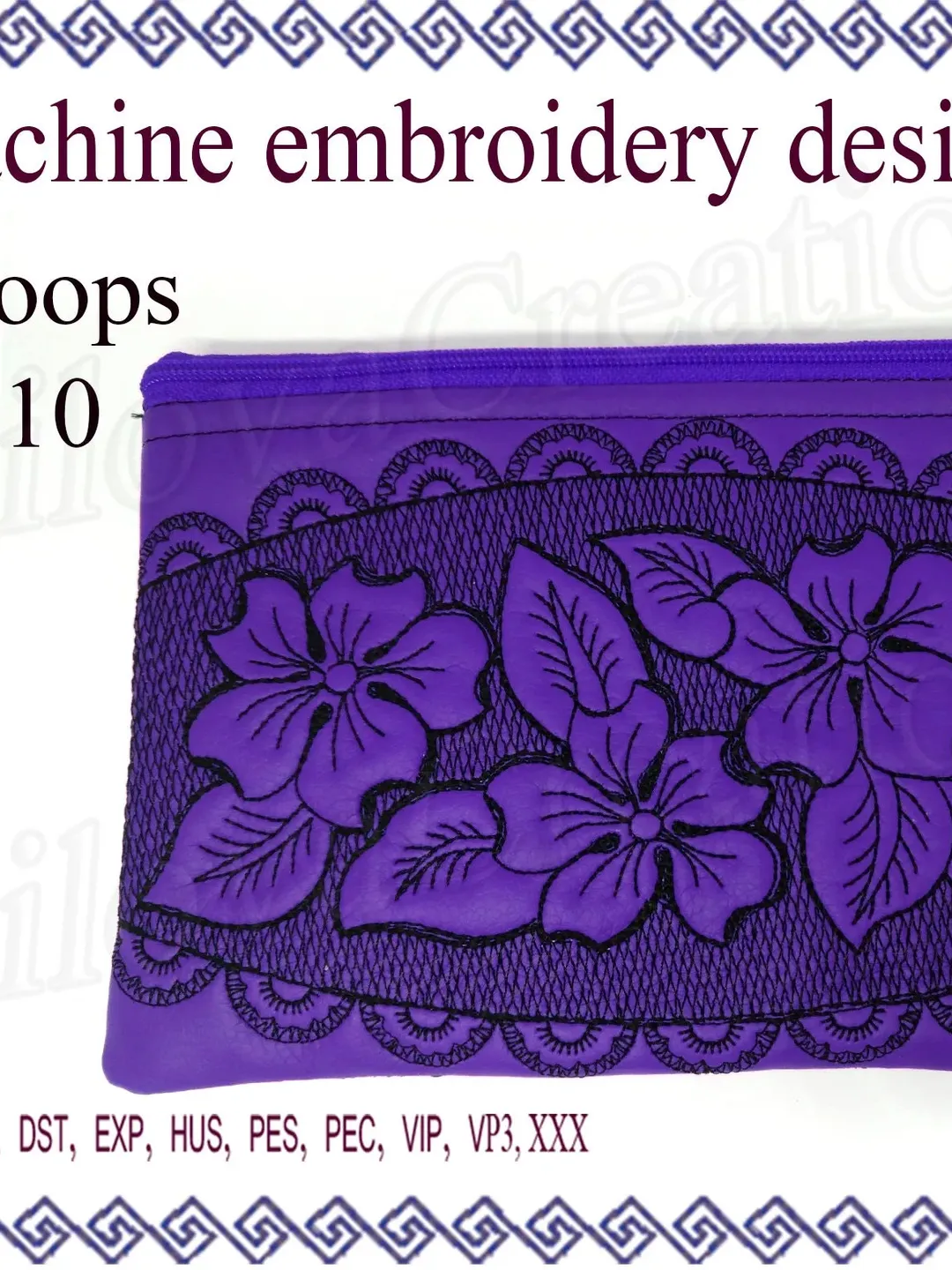 cosmetic bag embroidery designs zippered bag travel zip bag embroidery designs. ITH zippered bag Embroidery Design. File Instant Download