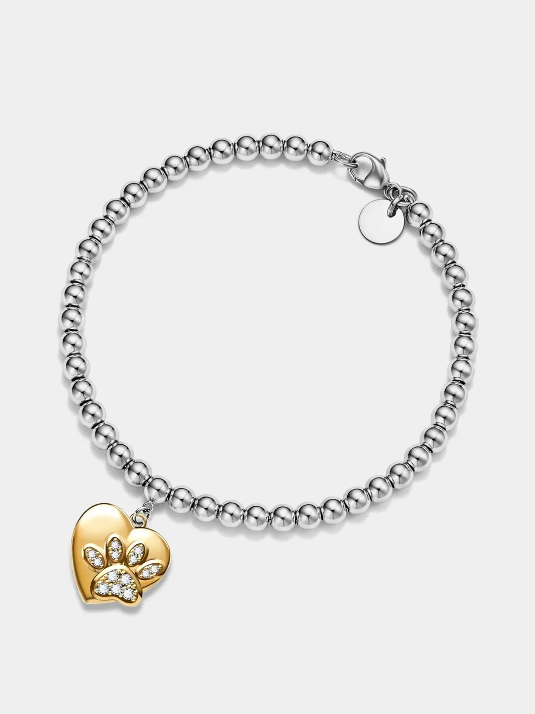 PERIMADE Heart Paw Photo Locket Bracelet • Personalized Picture Bead Bracelet • Sterling Silver Keepsake Jewelry • Trendy Best Friend Gift