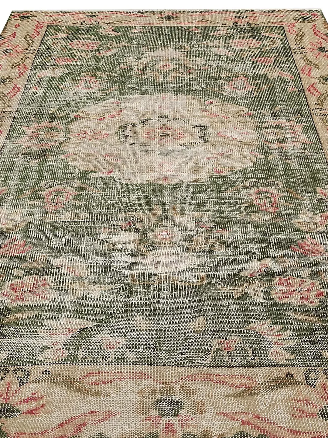 Vintage Green Turkish Rug, A Timeless Piece for Your Home