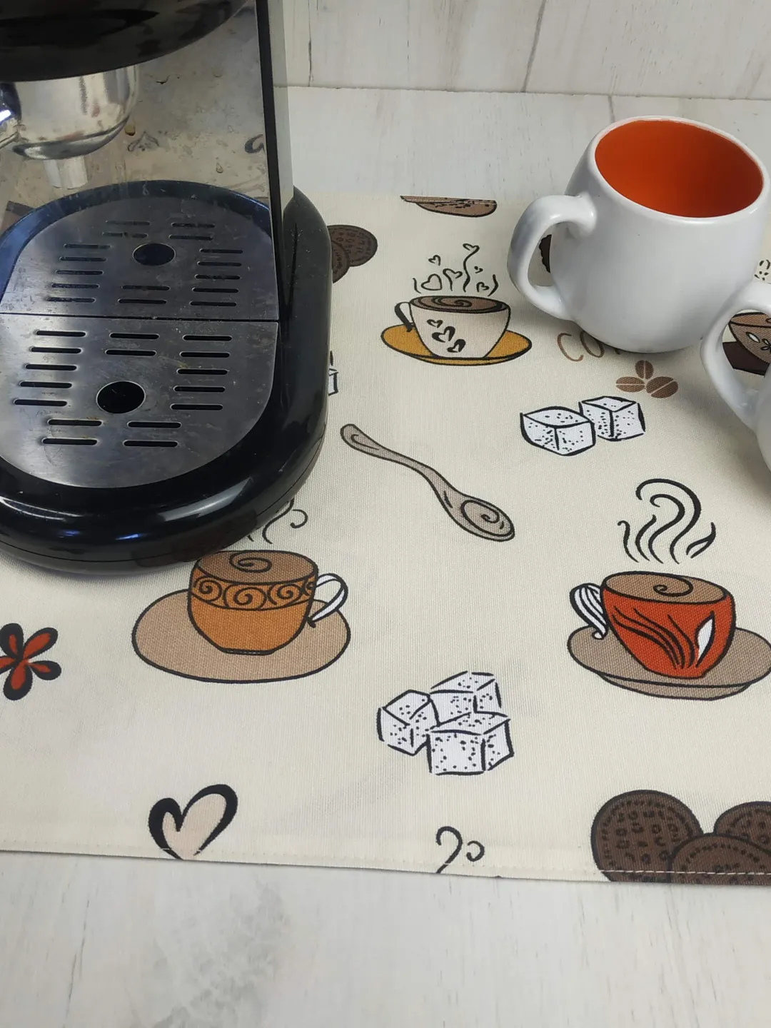 Coffee desk mat and cup coasters, coffee decor, coffee gift set ...