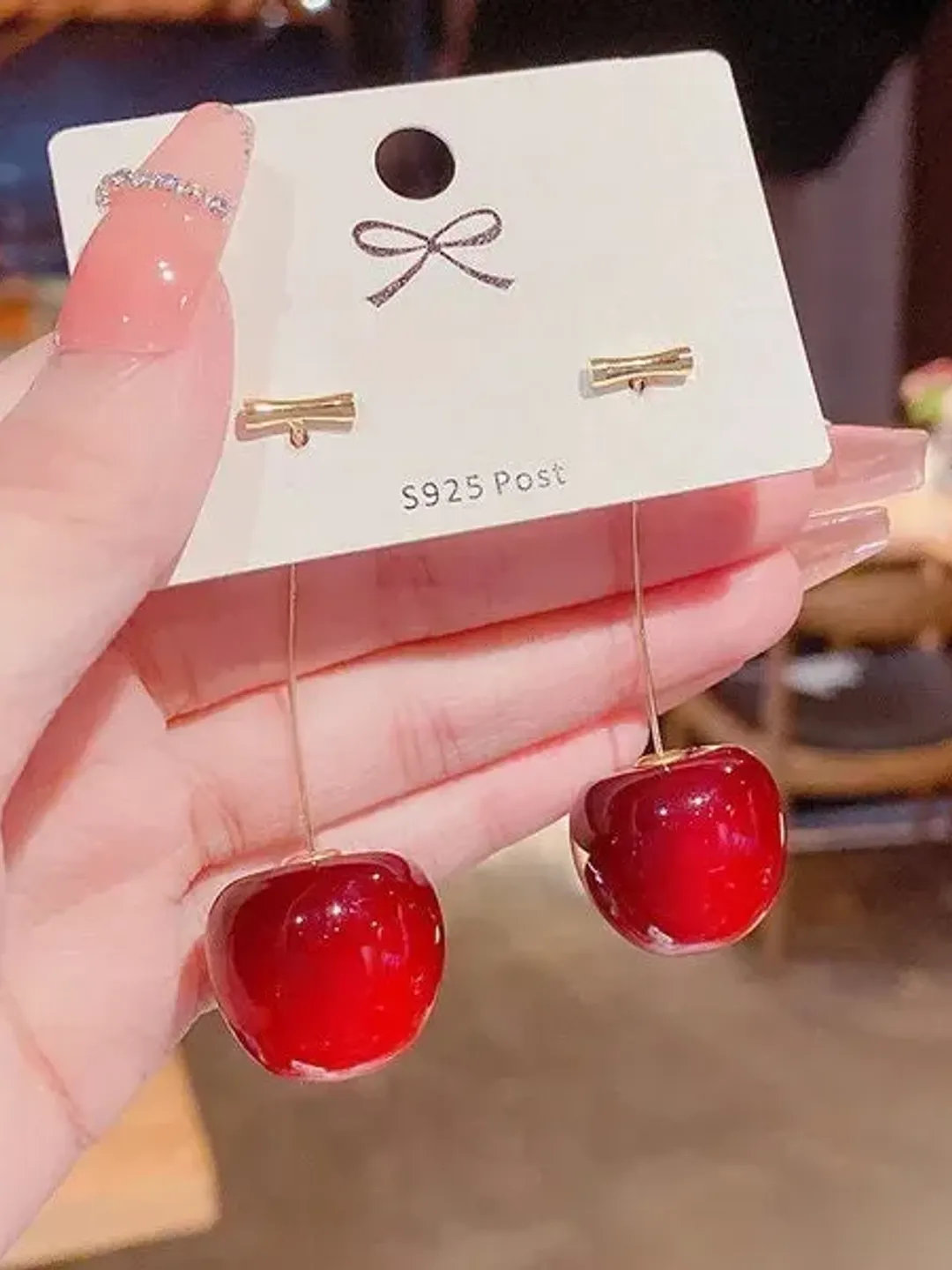 Cherry Dangle Earrings, Dangle Drop Fruit Earrings, Cute Cherry Earrings, Fruit earrings, Tassel Dangle Earrings, Long drop earrings