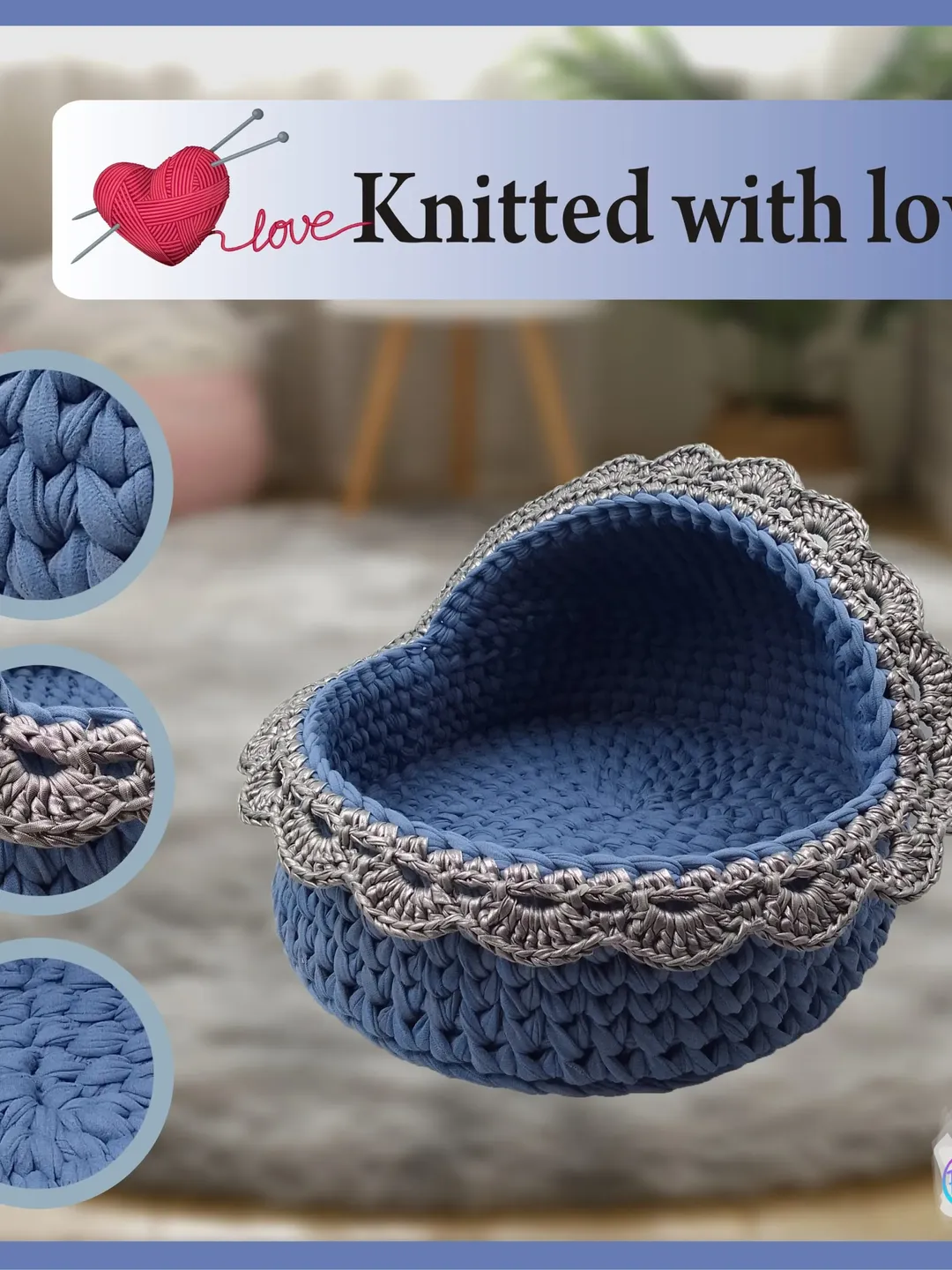 1Pet Bed for cats and small dogs, from natural yarn