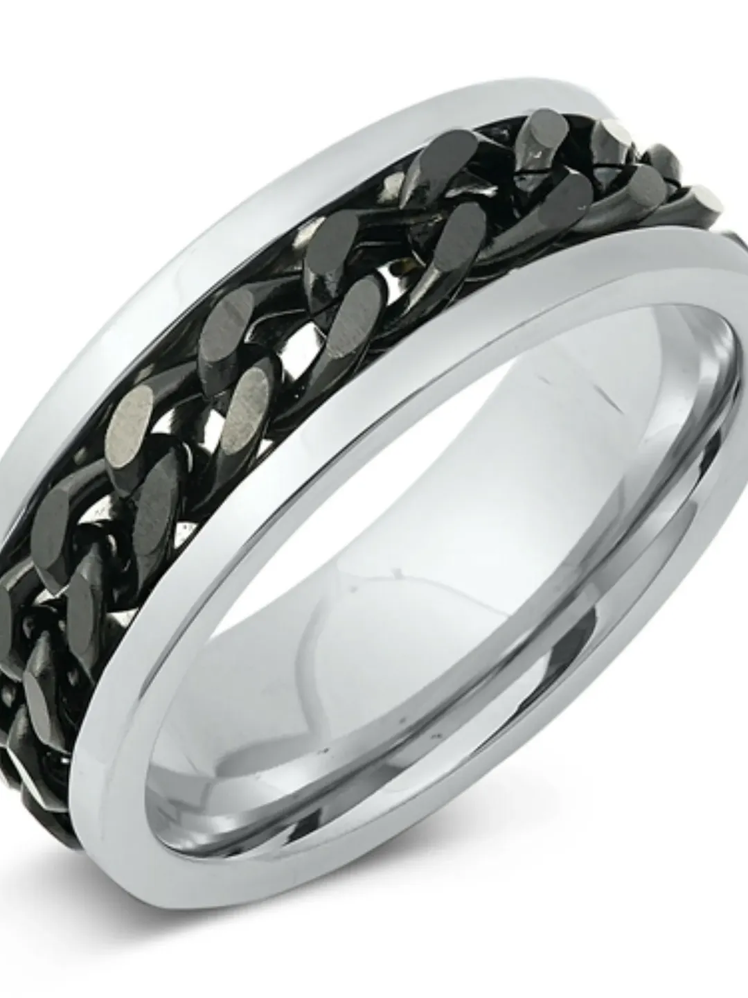 Fidget Ring Spinner Ring for Men Men's Ring Silver Black Band Patina Matte Black Ring Black Thumb Ring Stylish Ring for Men Unisex Ring