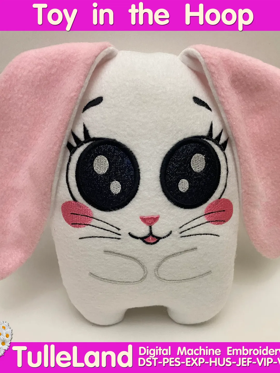 Bunny Easter  Stuffed Toy In The Embroidery Hoop Design ITH Pattern Machine Embroidery Stuffed Plushie Toy Easter Day