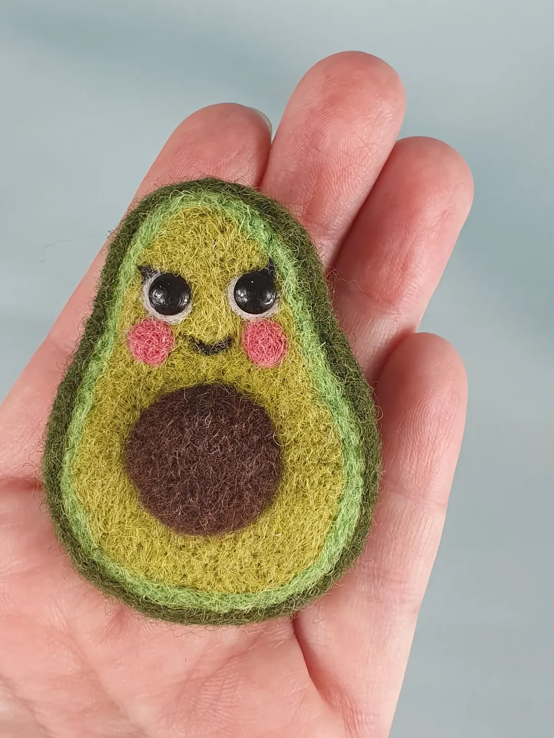 Avocado brooch needle felted pin