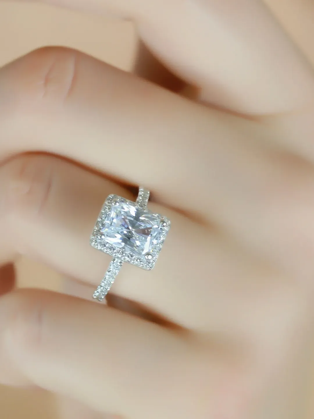 RADIANT CUT RING | Halo Moissanite2 Ct Diamond Ring | Halo Diamond Engagement Ring | Cut Diamond Custom Wedding Ring | 14k Solid Gold Ring