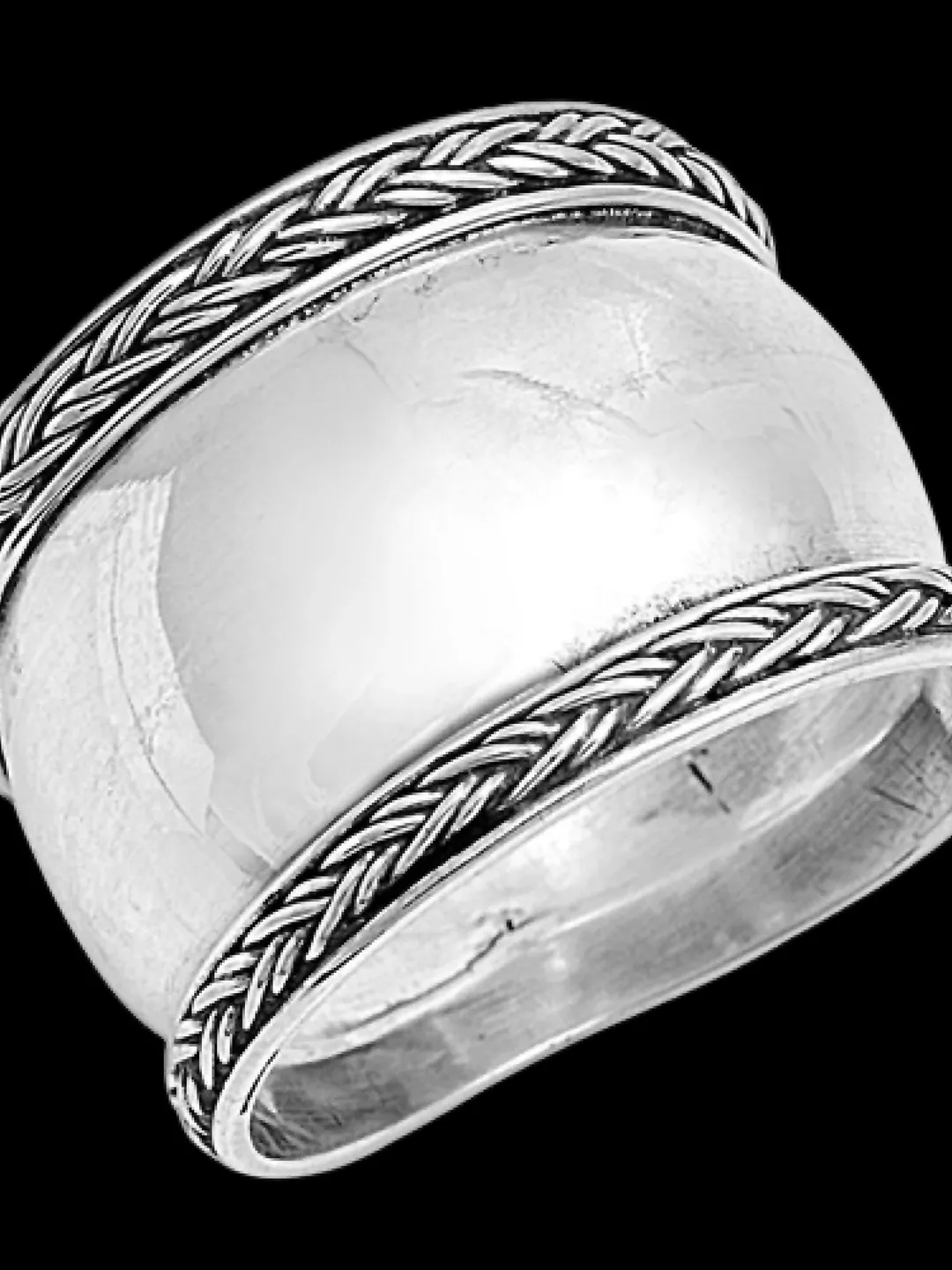 thumbnail image 2 of Polished 925 Sterling Silver Open Design Thumb Ring - Diamond-Cut Pattern, Size 11, Made In USA 2 of 13