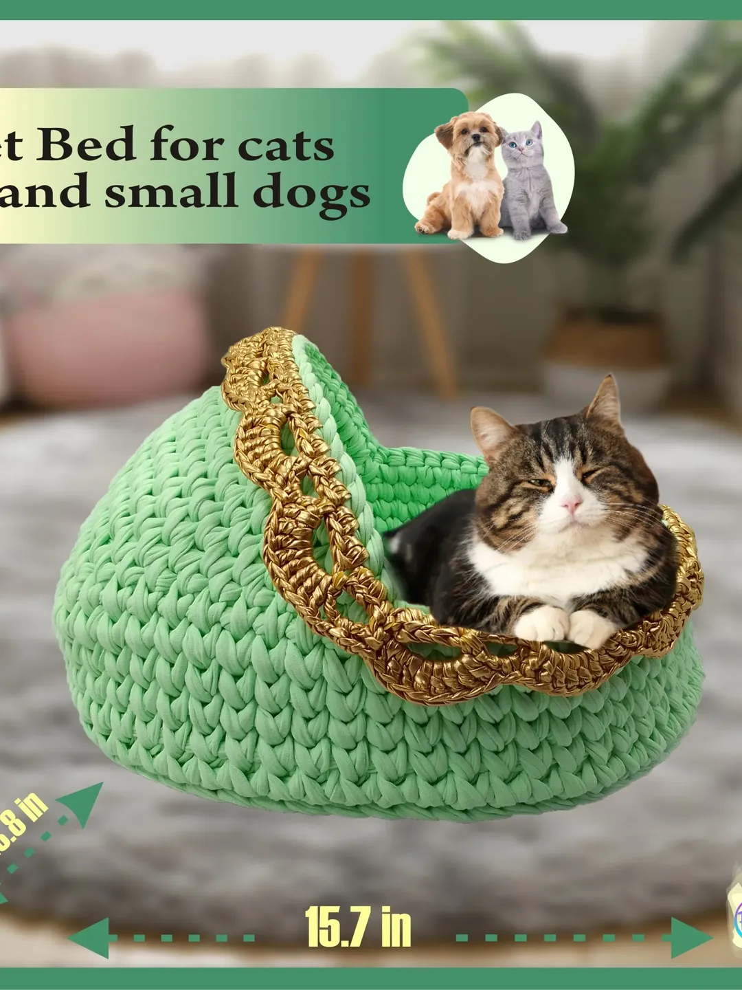 1Pet Bed for cats and small dogs, from natural yarn