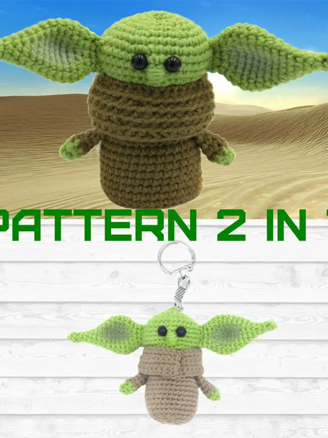 Baby Alien crochet pattern set 2 in 1, instant download pdf file baby keychain toy crochet pattern, crochet pattern doll