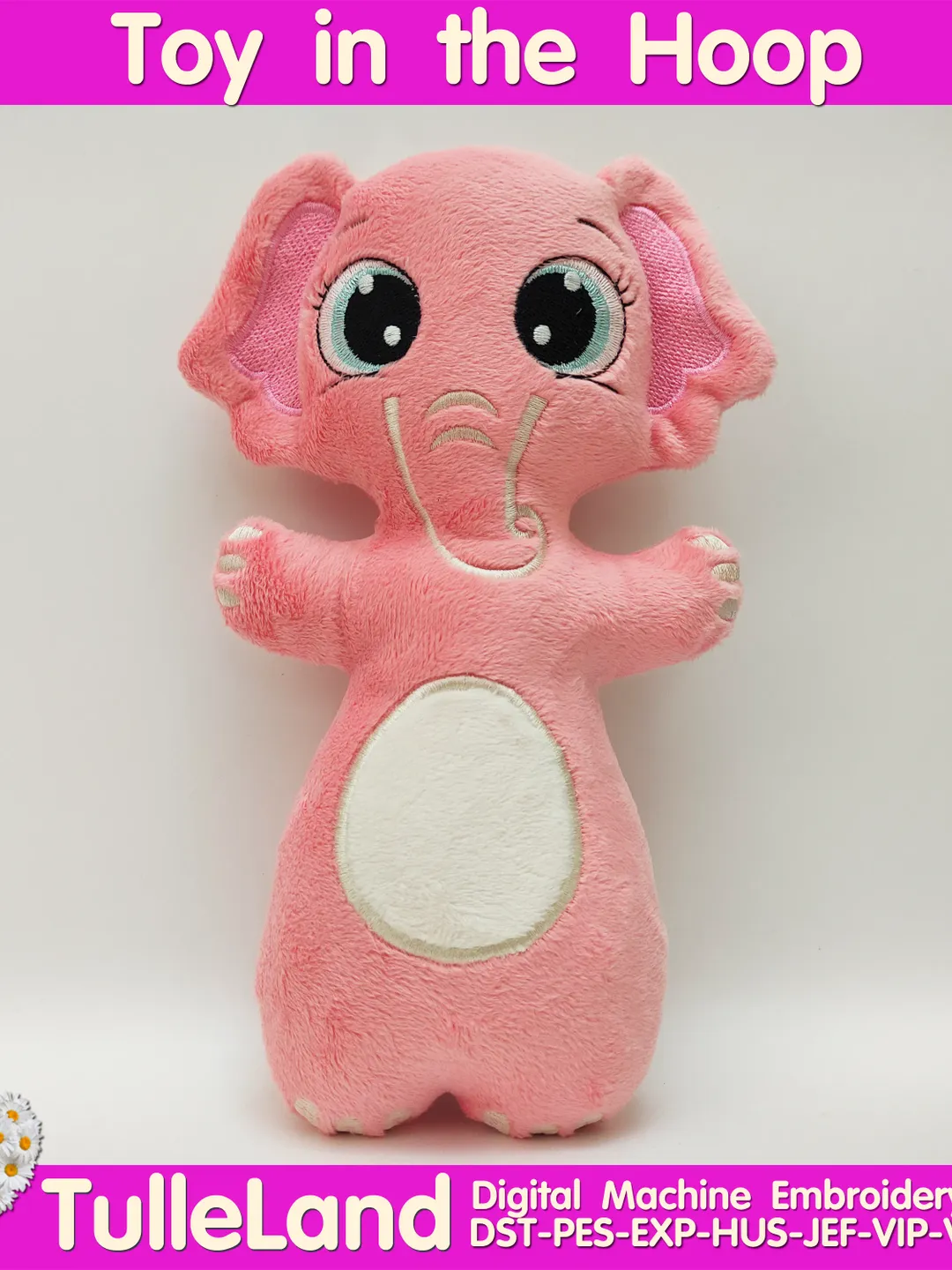 Elephant stuffed toy ITH Pattern In The Hoop Machine embroidery design