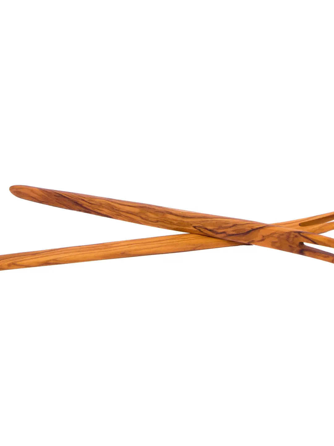 Set of 2 Curved Forks with 2 Points (30 cm long) - Wooden Forks - AKwood, Olive Wood Cooking Utensils
