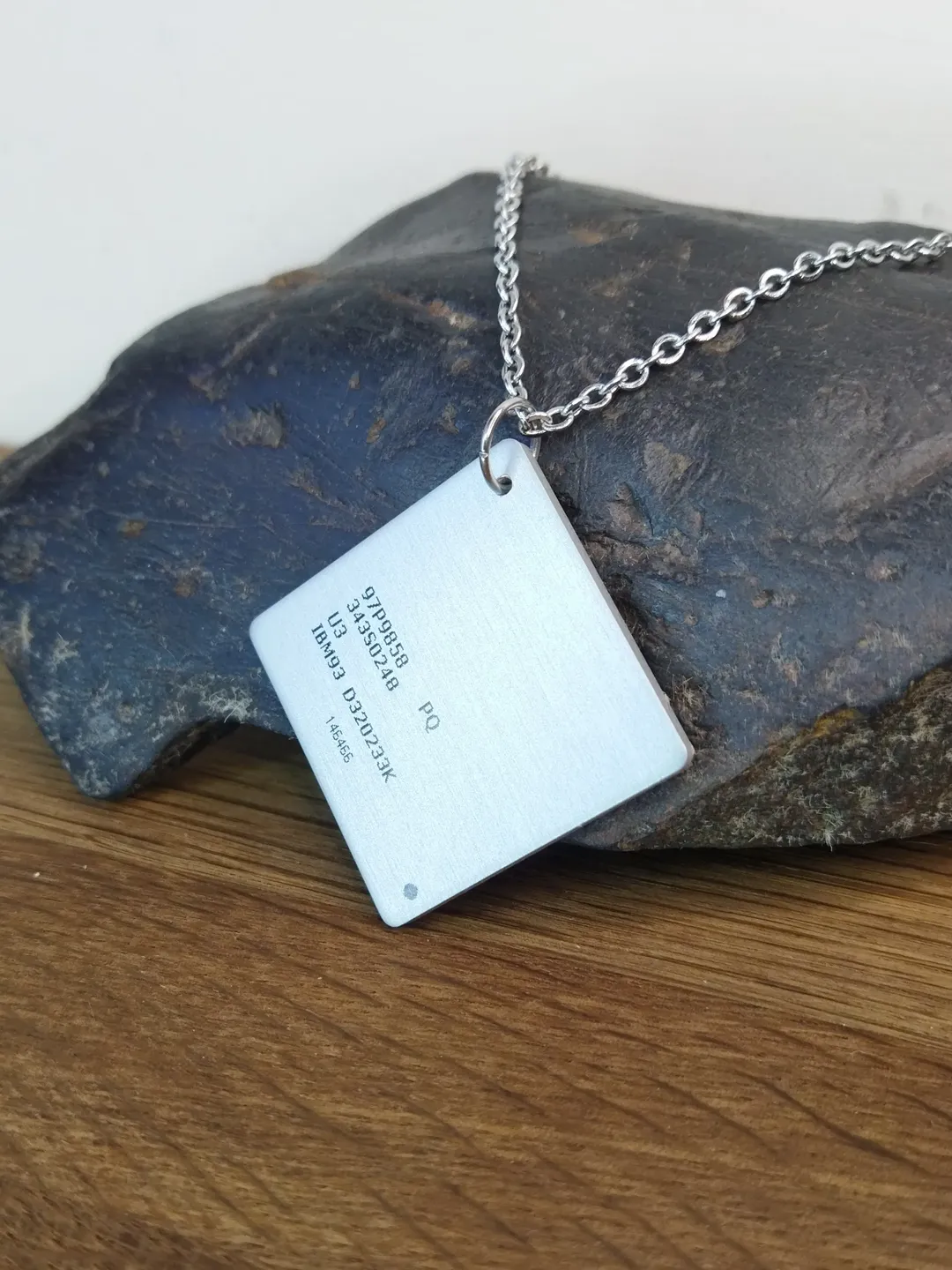 Grunge necklace repurposed Cyberpunk necklace square pendant Cybertech necklace for men