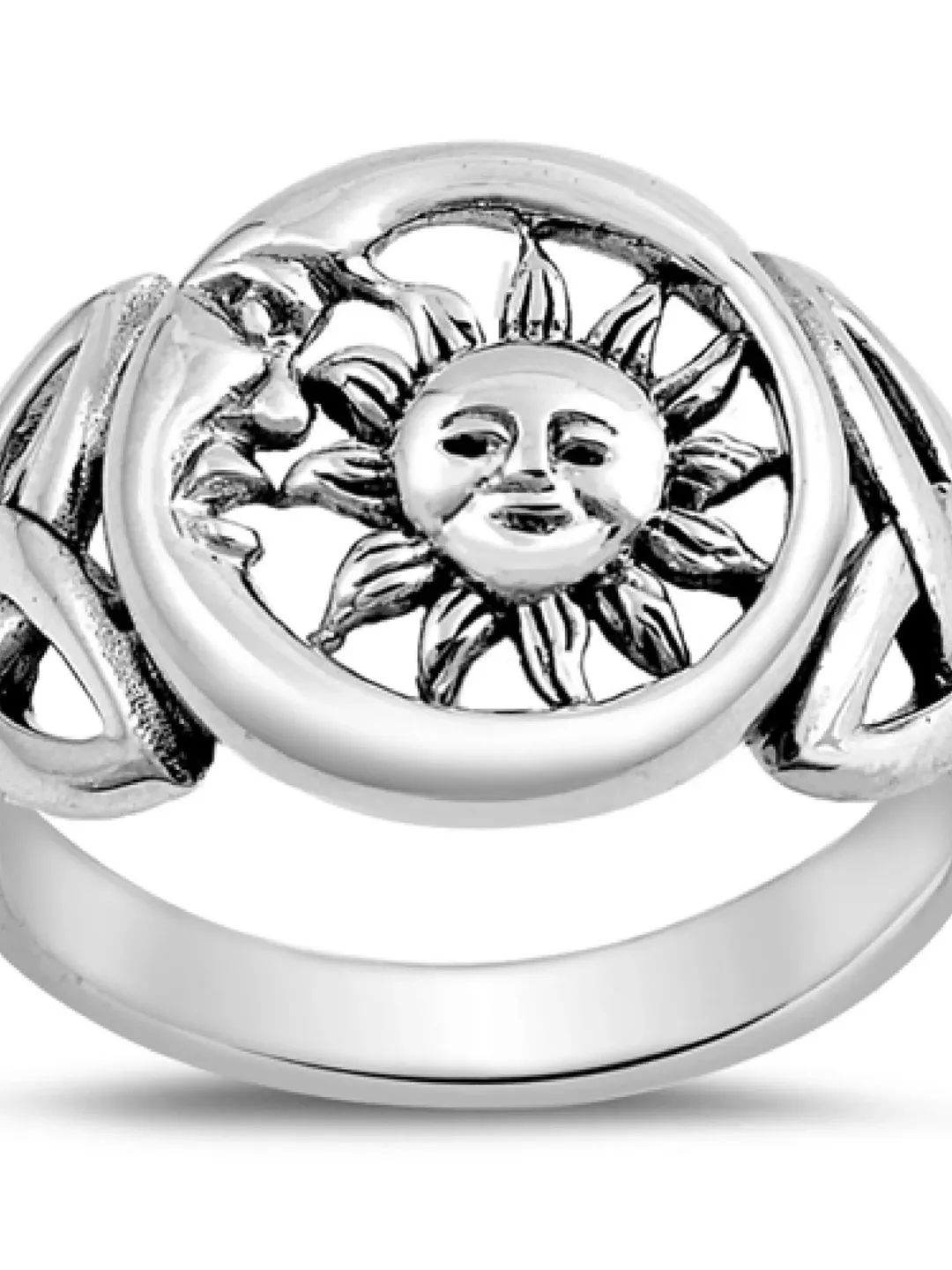 Sun and Moon Ring · Sun and Moon with Celtic Sterling Silver Ring · Celestial Ring · Triquetra Ring · Moon Ring · Silver Ring - Silver Band